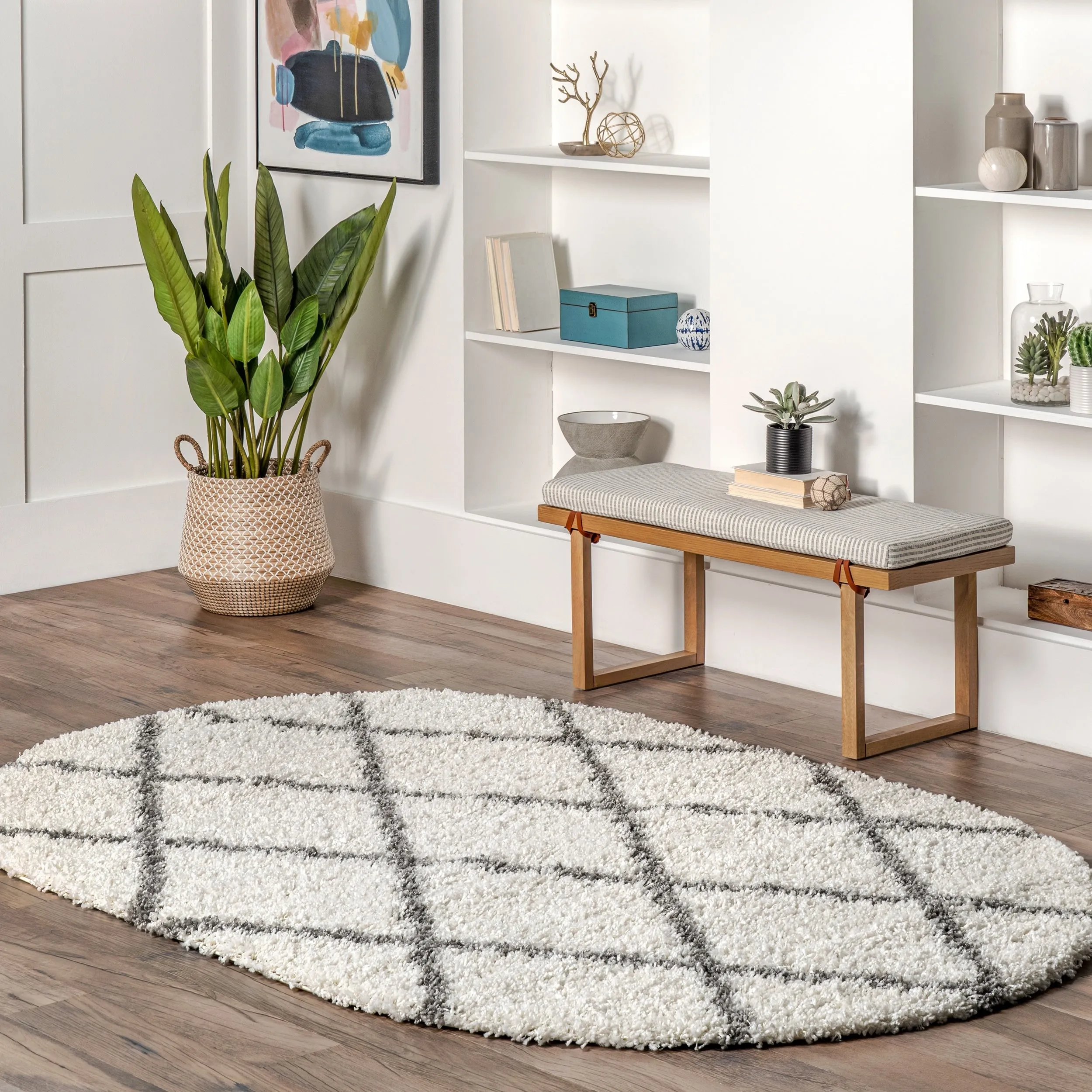 Nuloom Kesha Contemporary Trellis Shag Area Rug