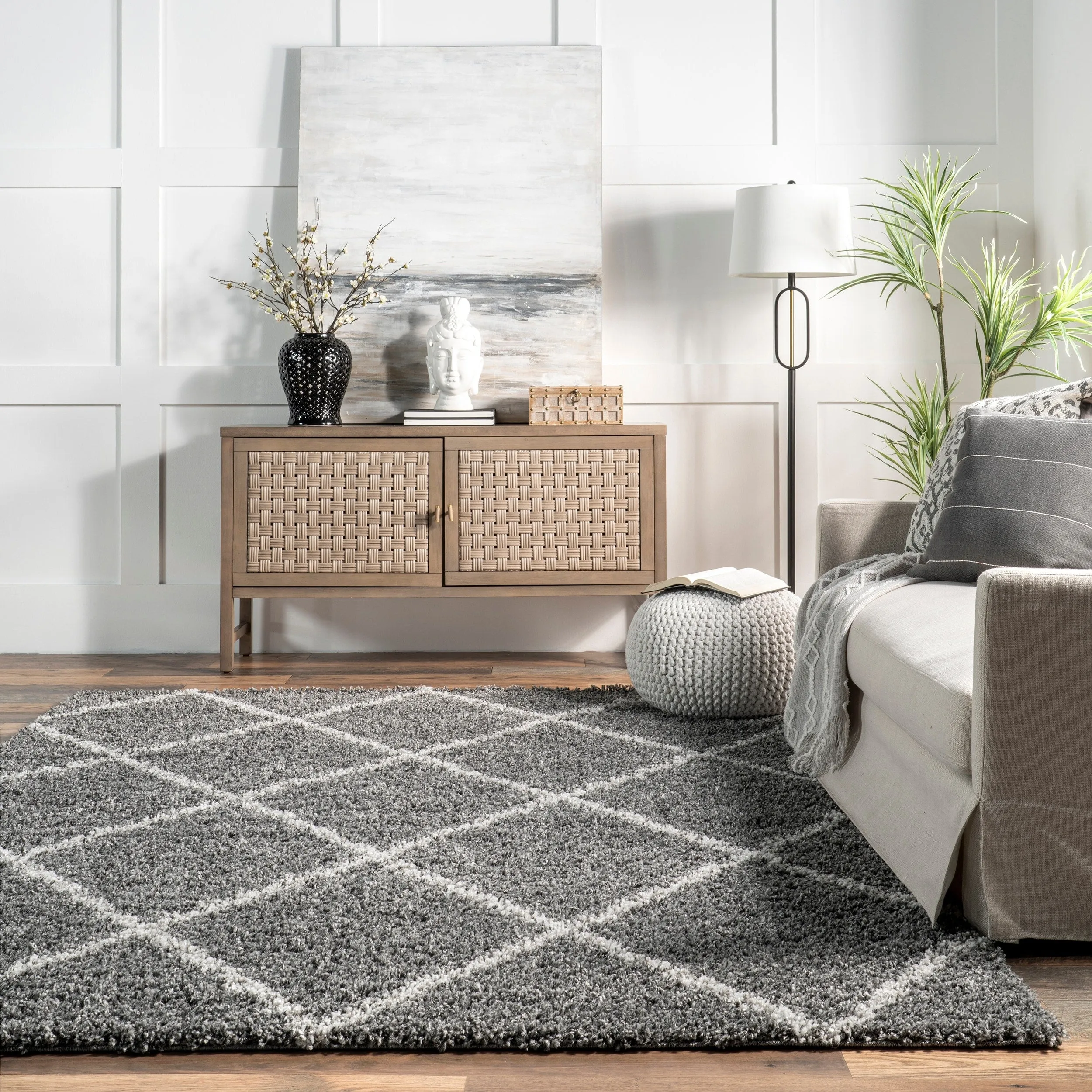 Nuloom Kesha Contemporary Trellis Shag Area Rug