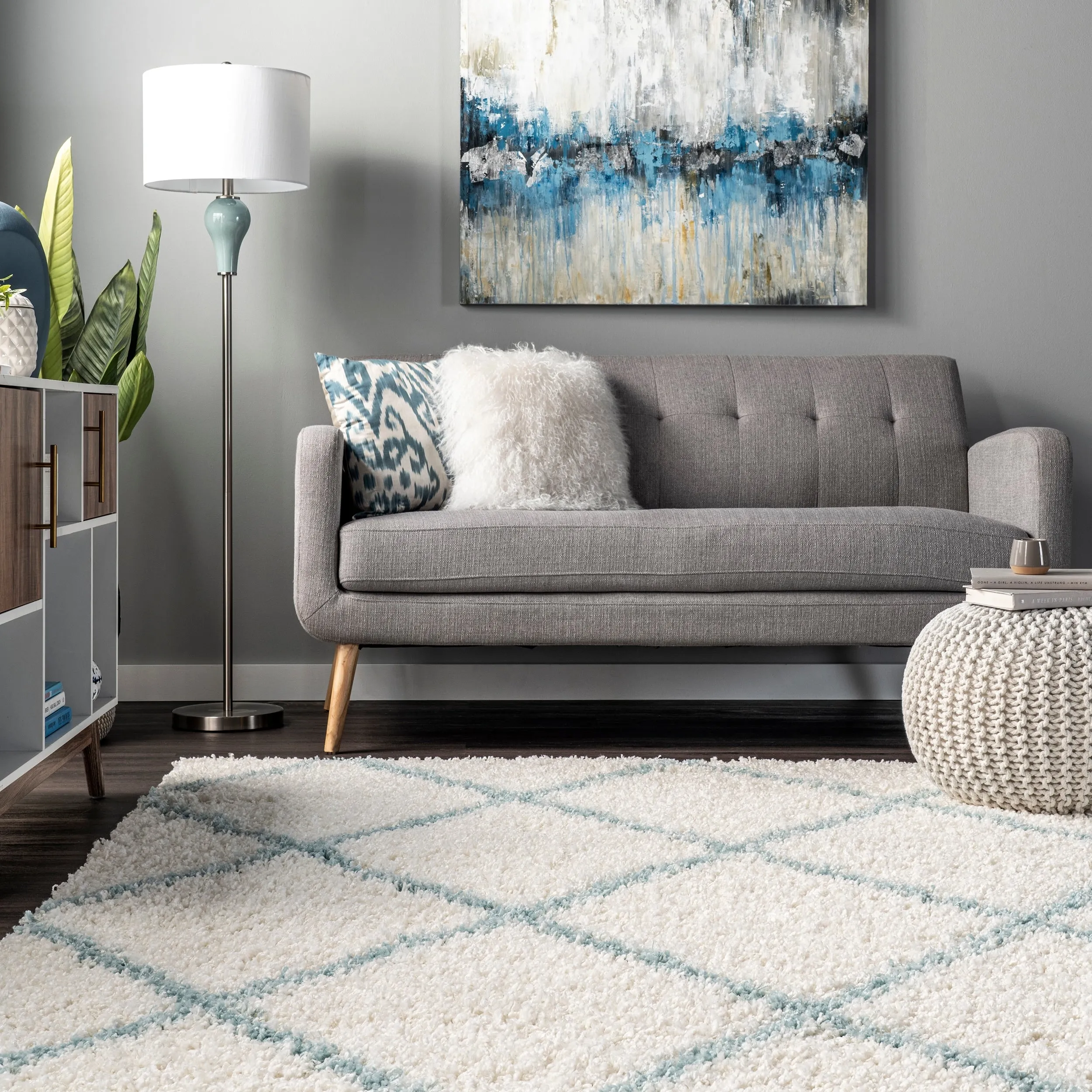 Nuloom Kesha Contemporary Trellis Shag Area Rug