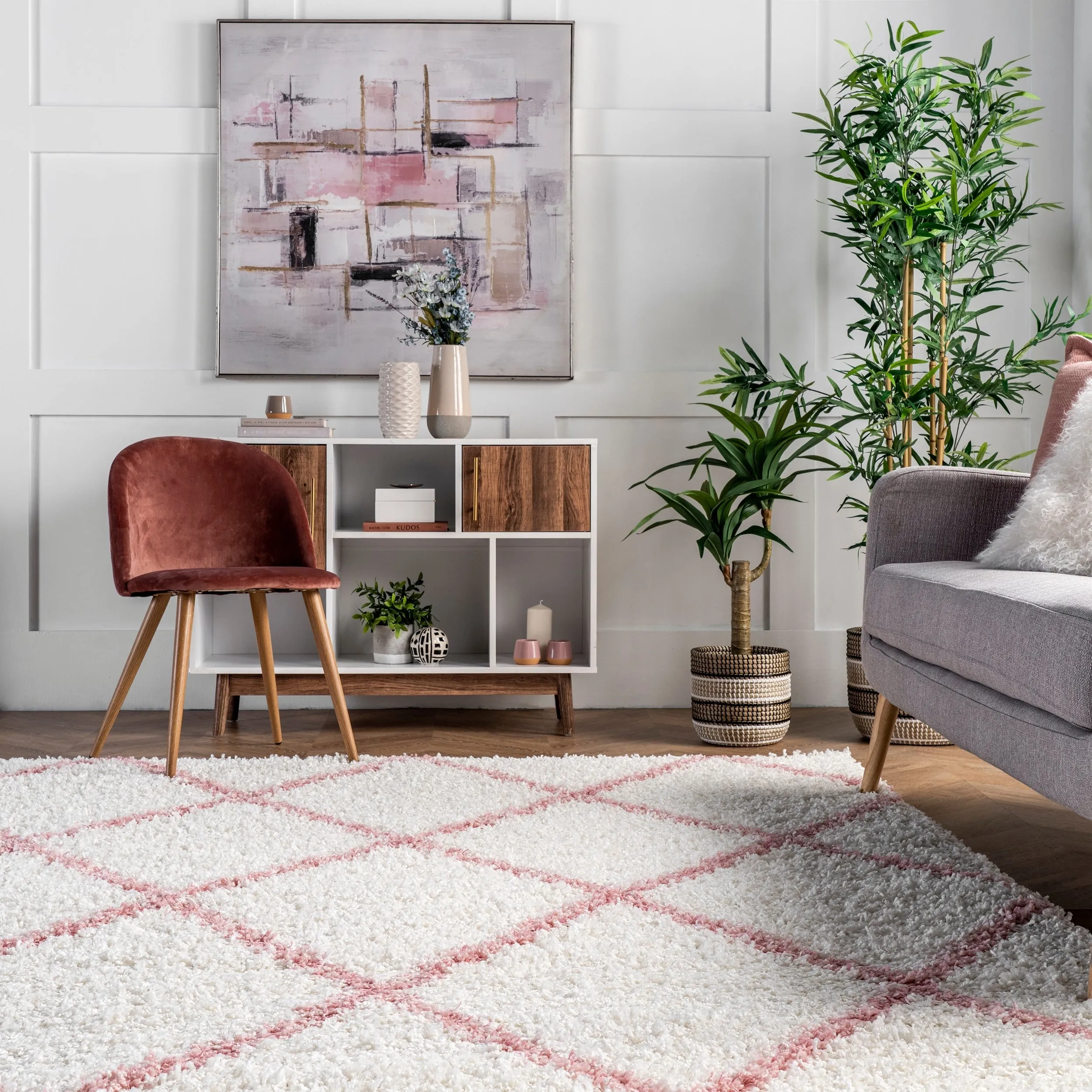 Nuloom Kesha Contemporary Trellis Shag Area Rug