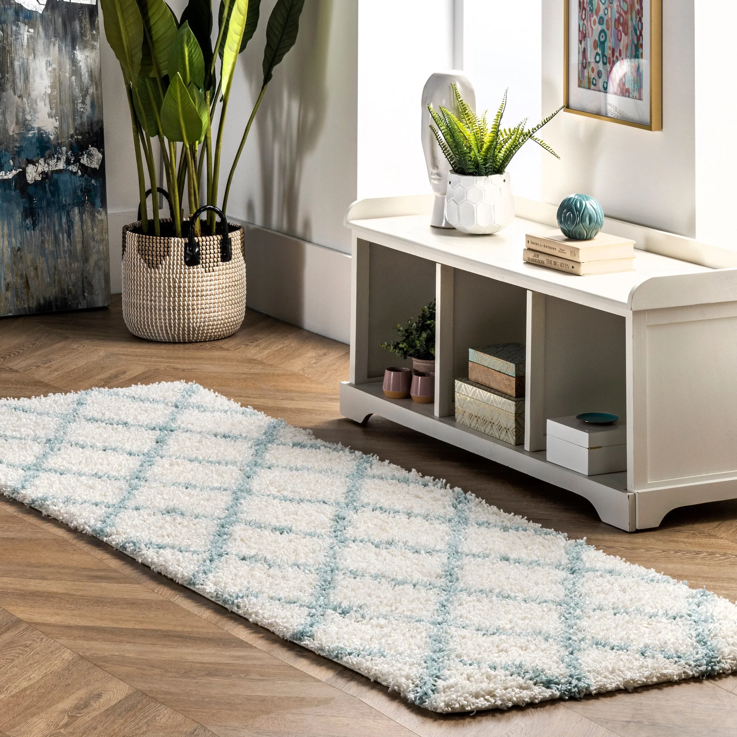 Nuloom Kesha Contemporary Trellis Shag Area Rug