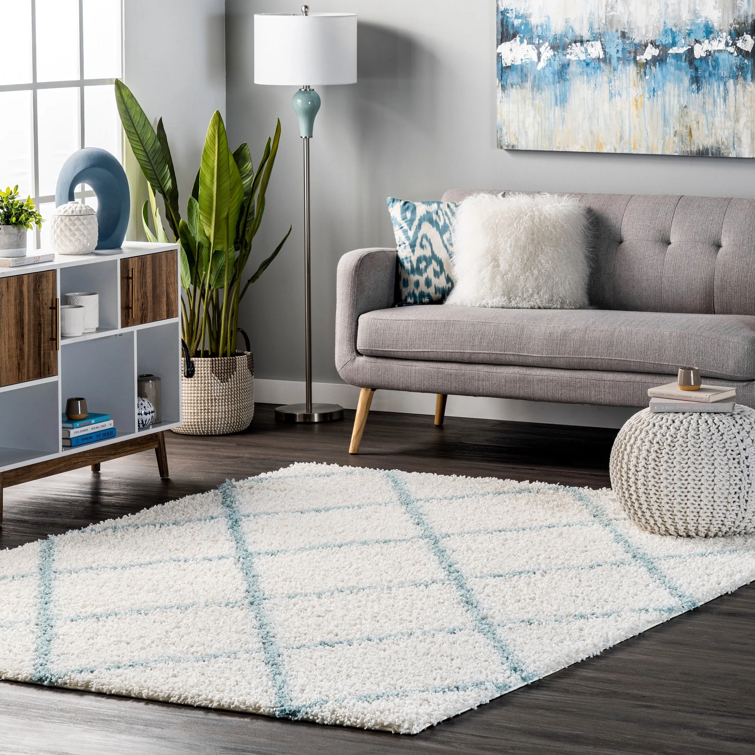 Nuloom Kesha Contemporary Trellis Shag Area Rug
