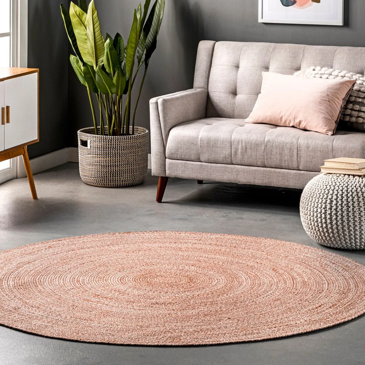 Nuloom Kyla Handmade Braided Farmhouse Round Area Rug