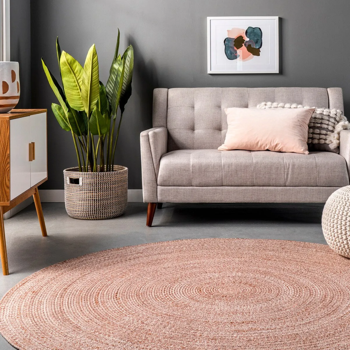 Nuloom Kyla Handmade Braided Farmhouse Round Area Rug