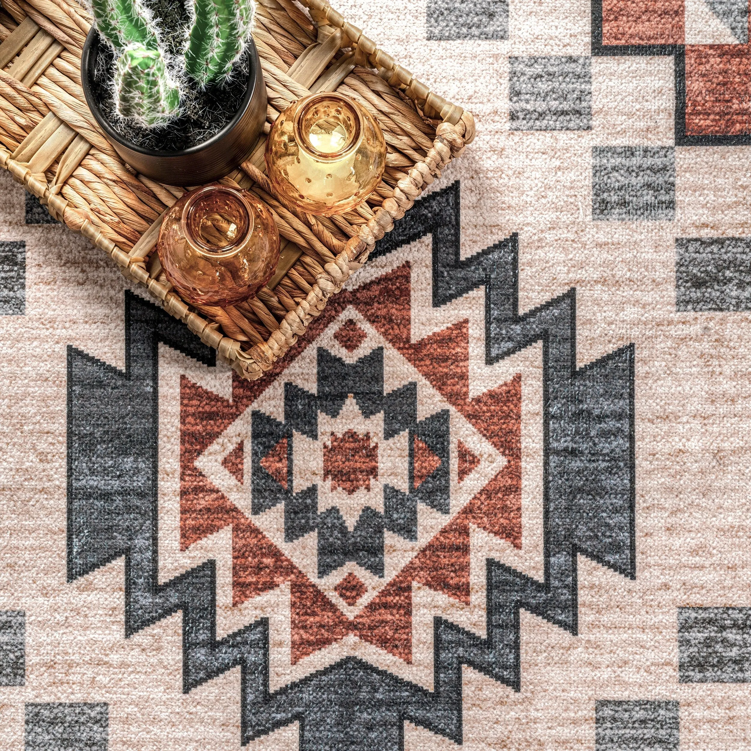 Nuloom Leighton SpinClean Machine Washable Southwestern Medallion Area Rug