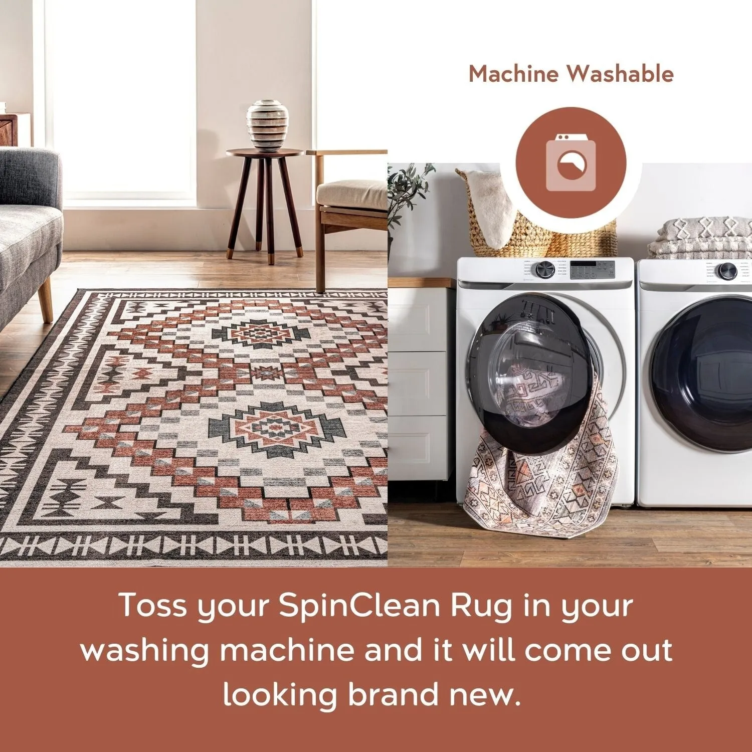 Nuloom Leighton SpinClean Machine Washable Southwestern Medallion Area Rug