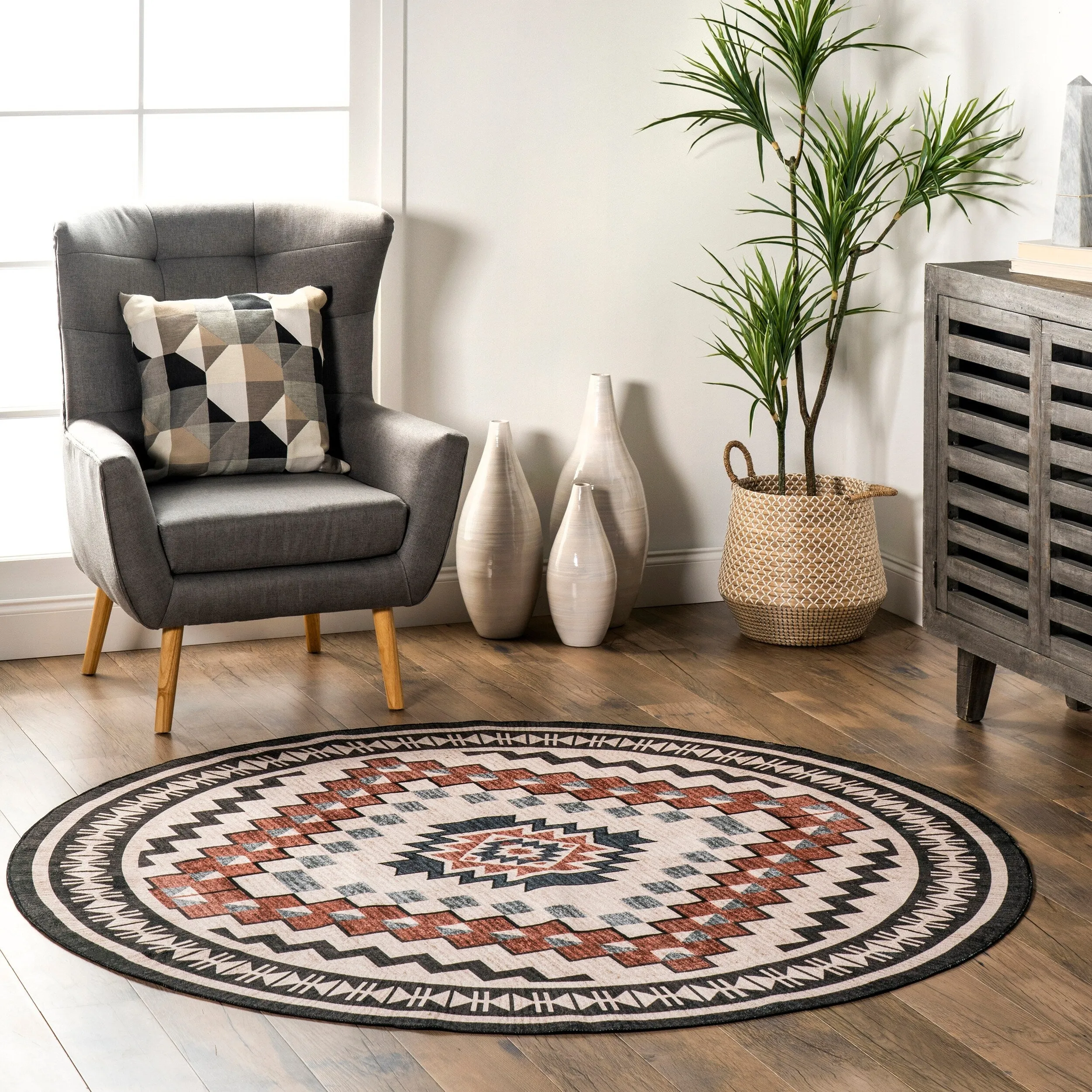 Nuloom Leighton SpinClean Machine Washable Southwestern Medallion Area Rug