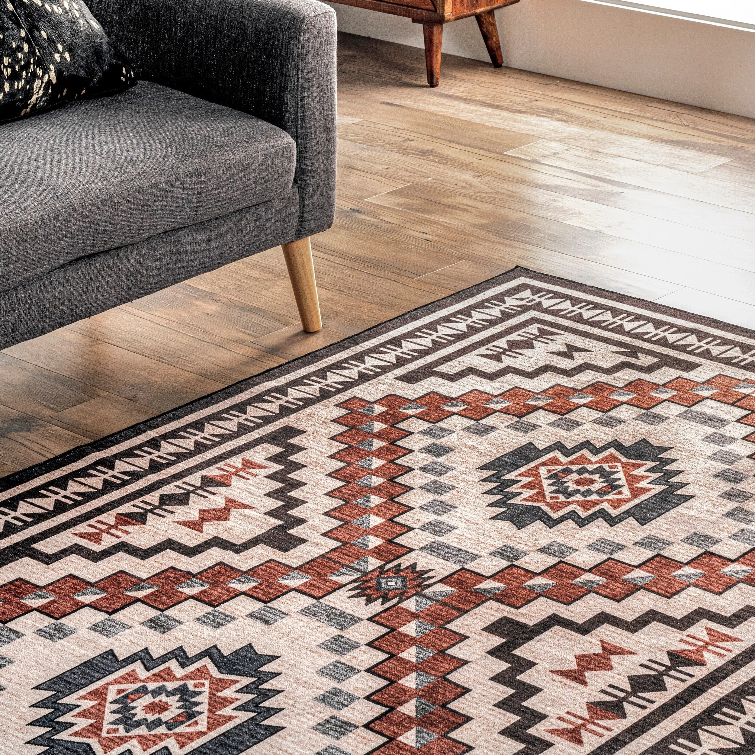 Nuloom Leighton SpinClean Machine Washable Southwestern Medallion Area Rug