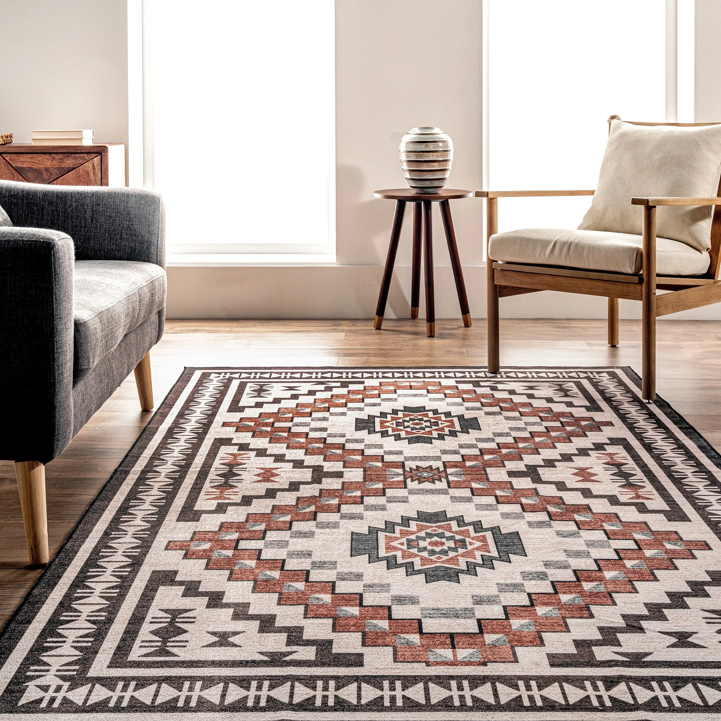 Nuloom Leighton SpinClean Machine Washable Southwestern Medallion Area Rug