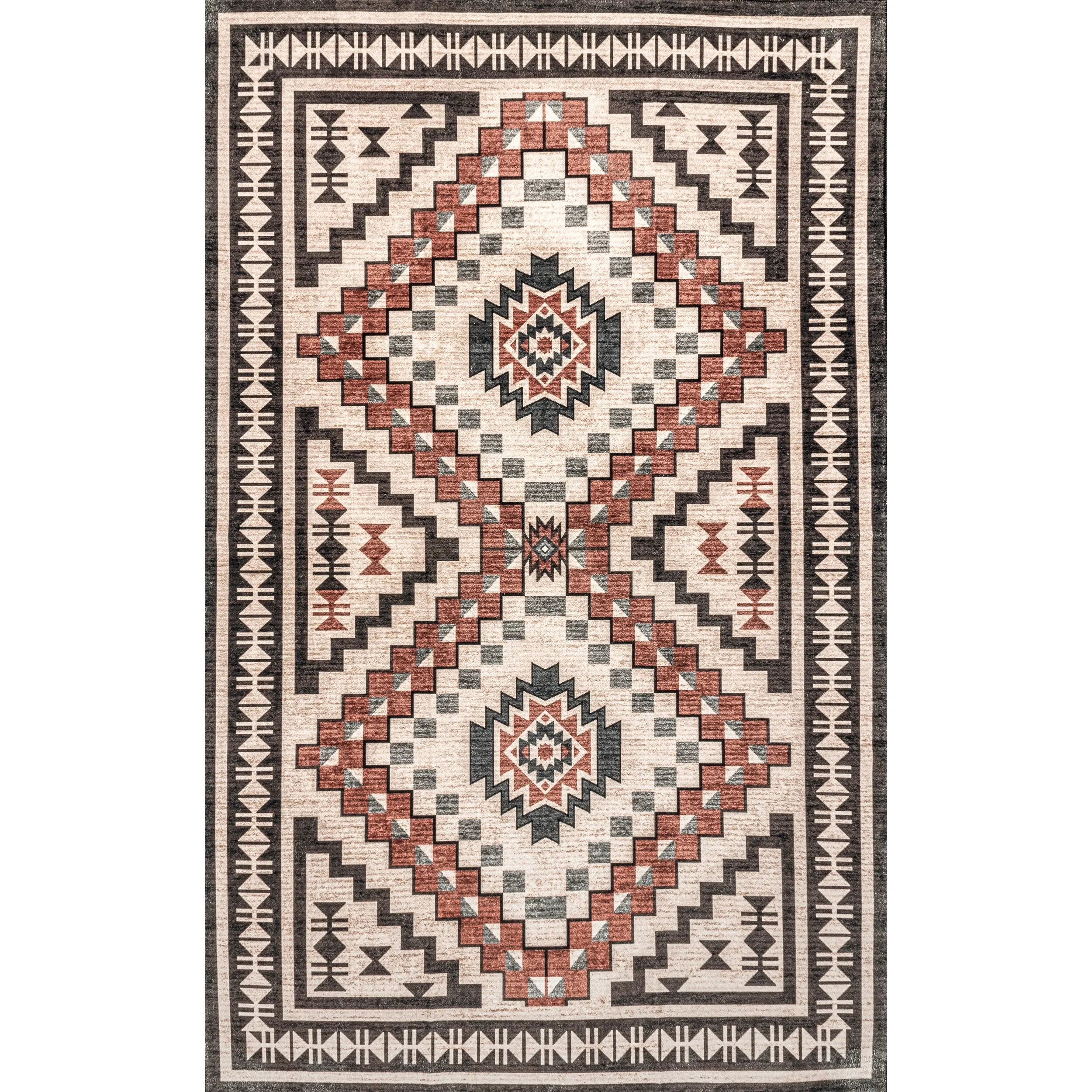 Nuloom Leighton SpinClean Machine Washable Southwestern Medallion Area Rug