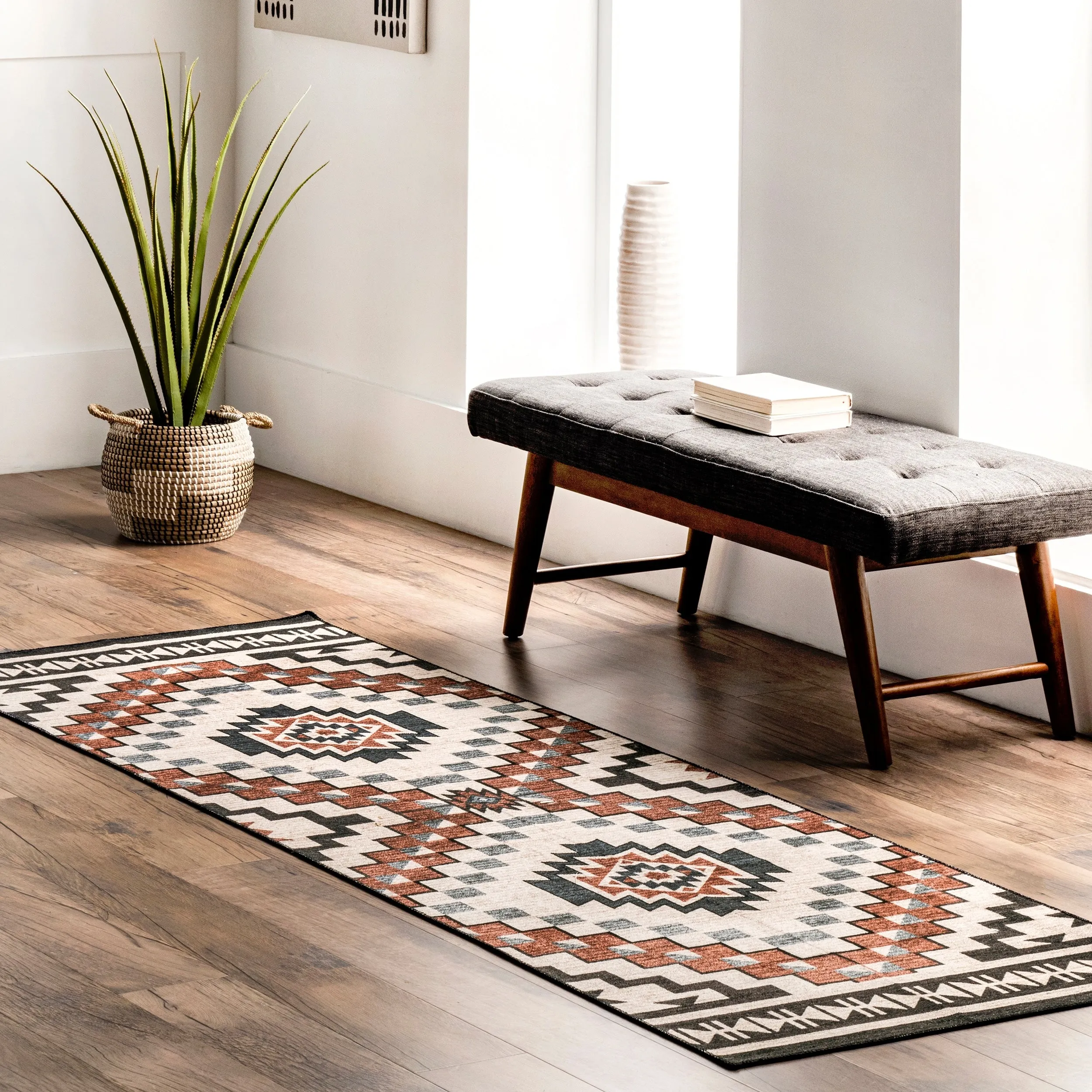 Nuloom Leighton SpinClean Machine Washable Southwestern Medallion Area Rug