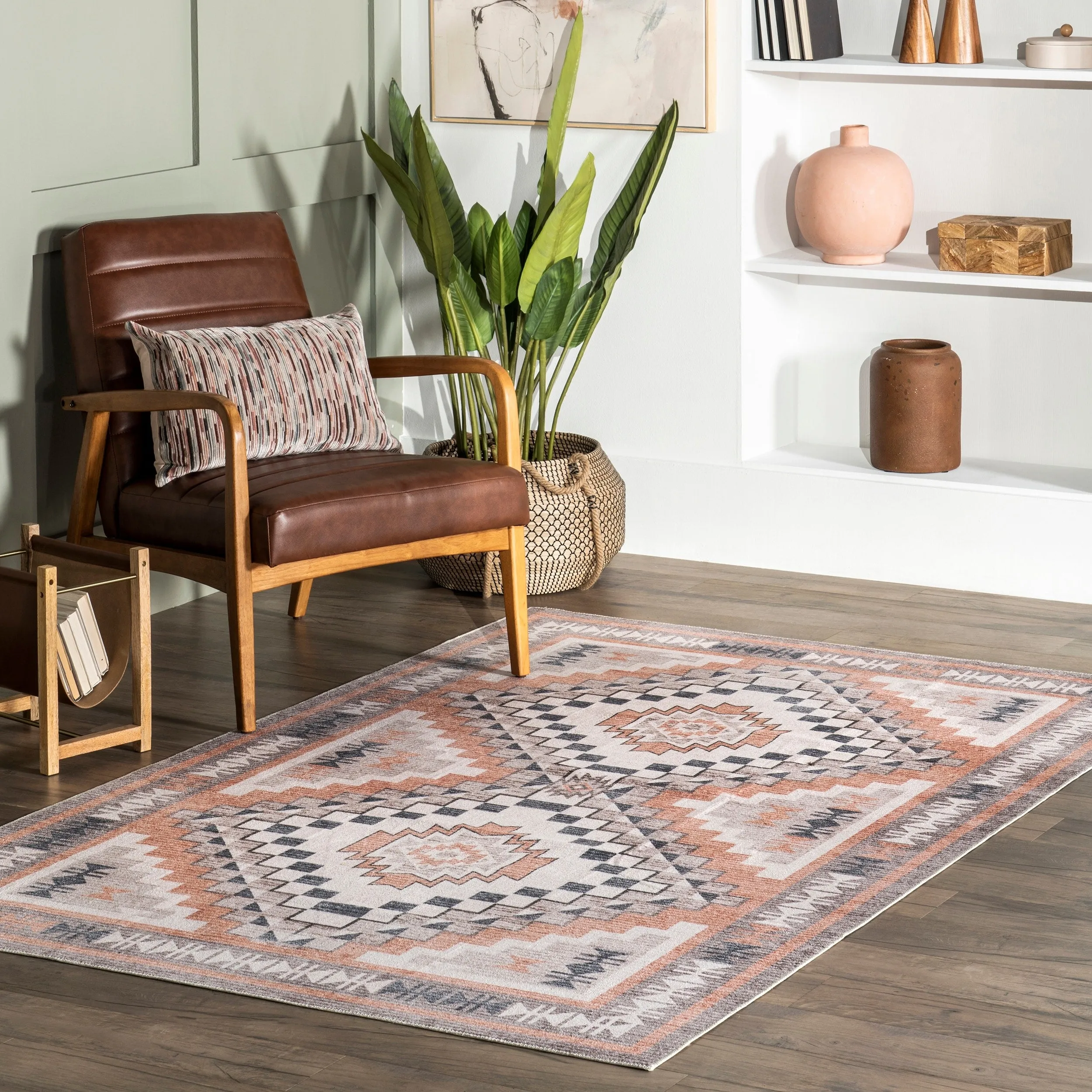 Nuloom Leighton SpinClean Machine Washable Southwestern Medallion Area Rug