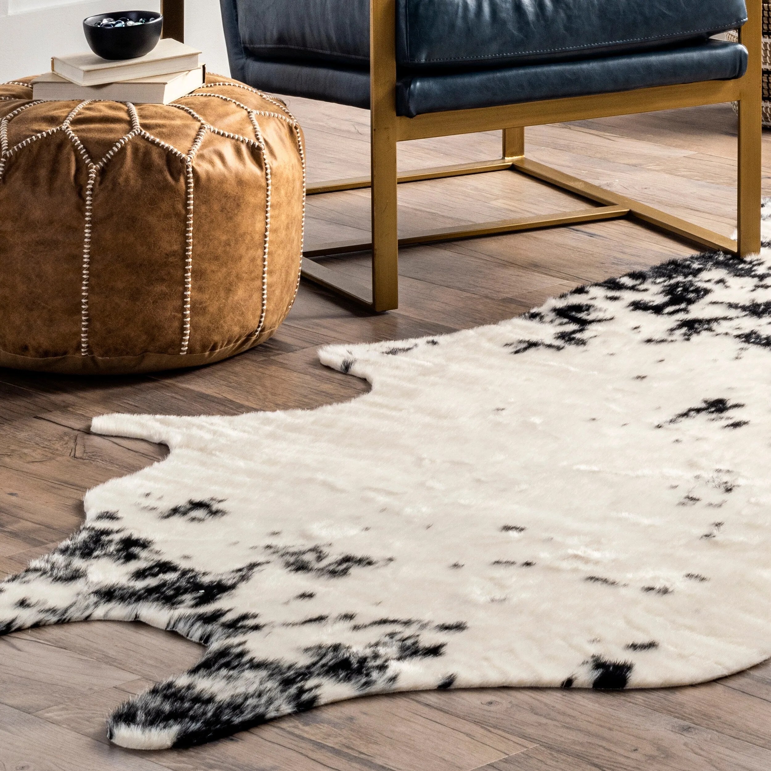 Nuloom Marcia SpinClean Machine Washable Faux Cowhide Area Rug