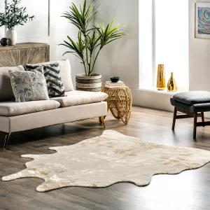 Nuloom Marcia SpinClean Machine Washable Faux Cowhide Area Rug