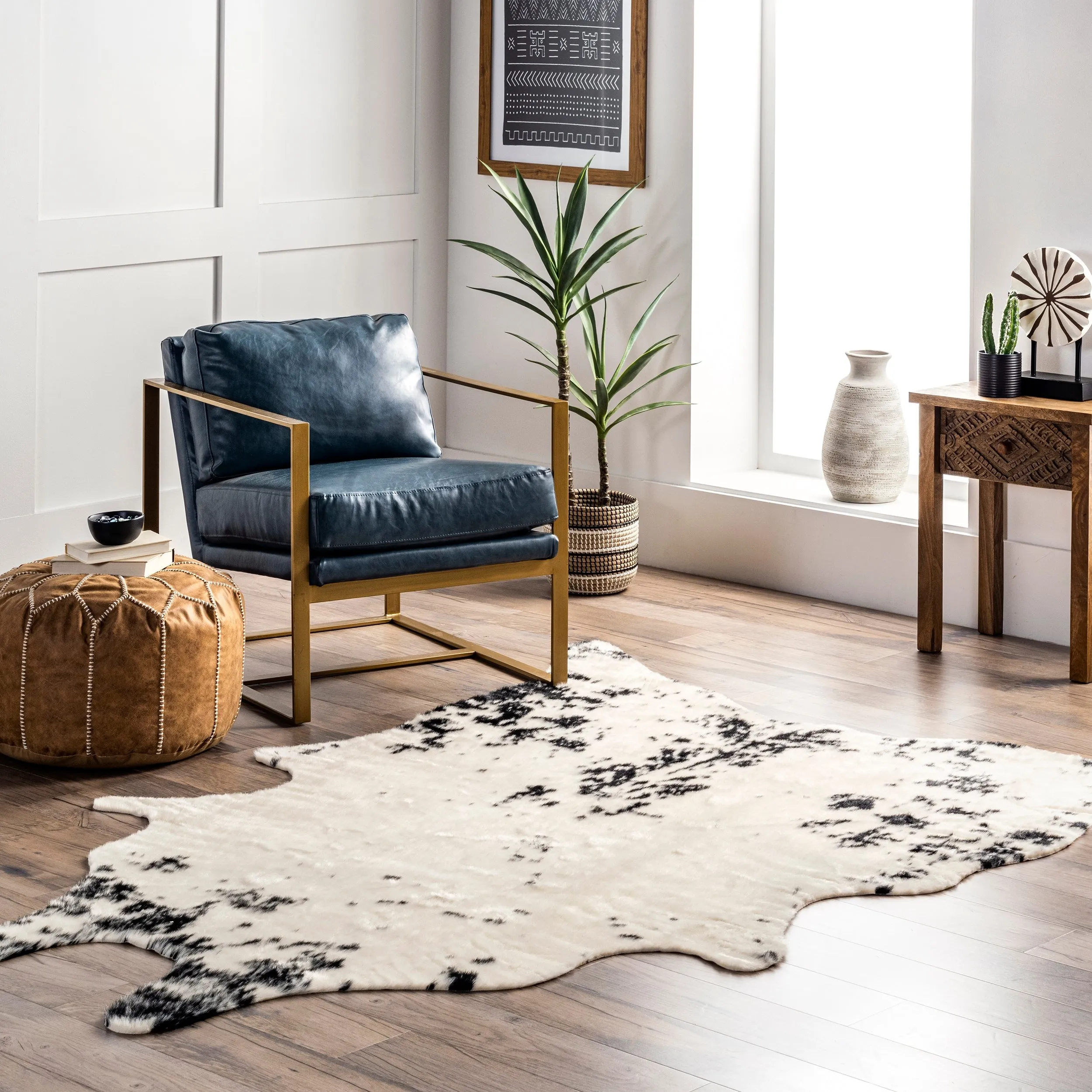 Nuloom Marcia SpinClean Machine Washable Faux Cowhide Area Rug