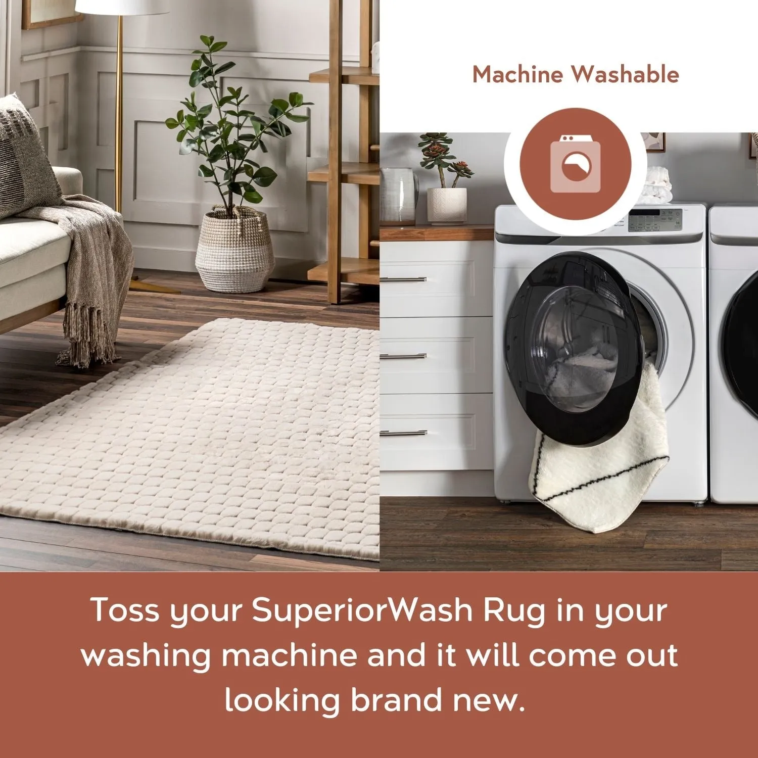 Nuloom Nia SuperiorWash Tile Faux Rabbit Machine Washable Area Rug