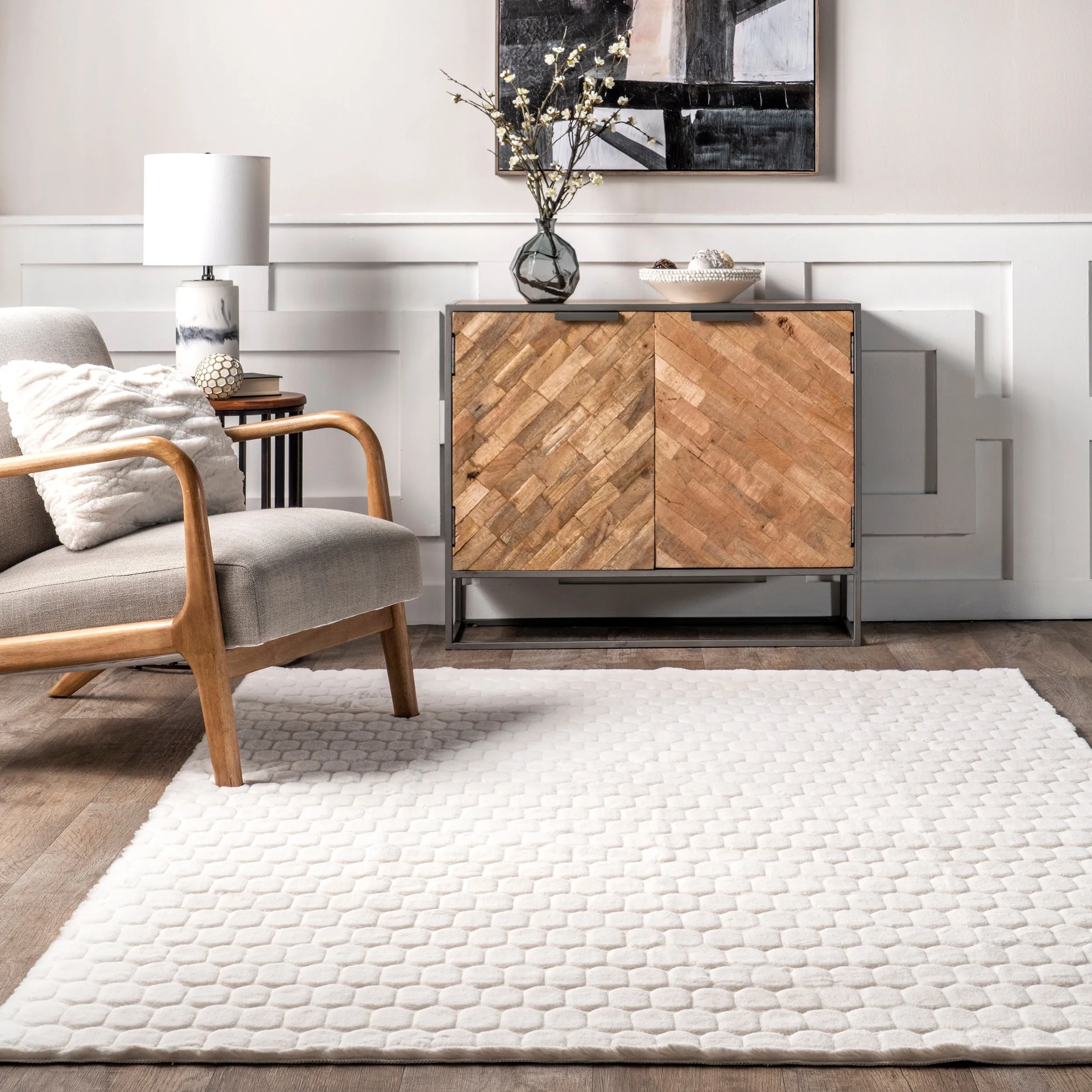 Nuloom Nia SuperiorWash Tile Faux Rabbit Machine Washable Area Rug