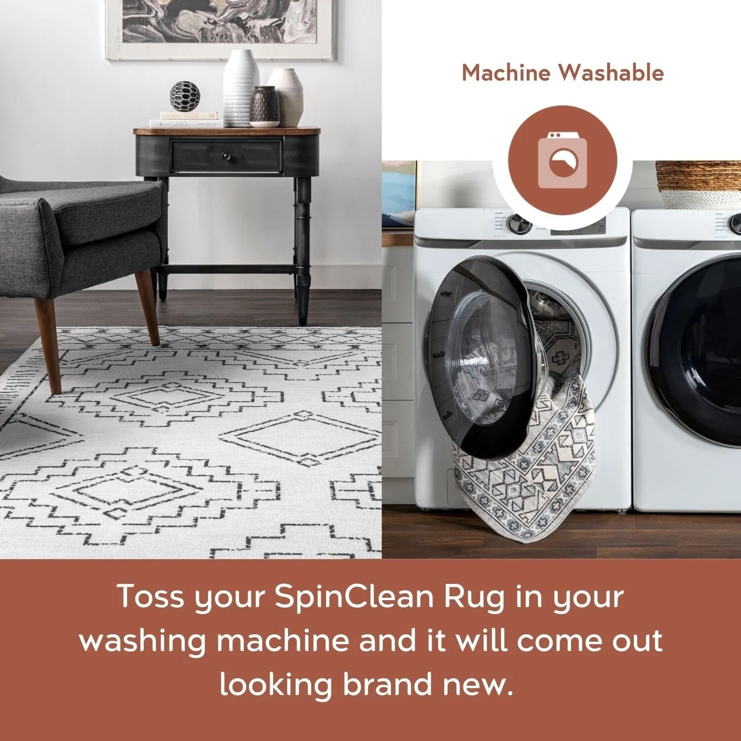 Nuloom Noa SpinClean Machine Washable Tribal Moroccan Area Rug