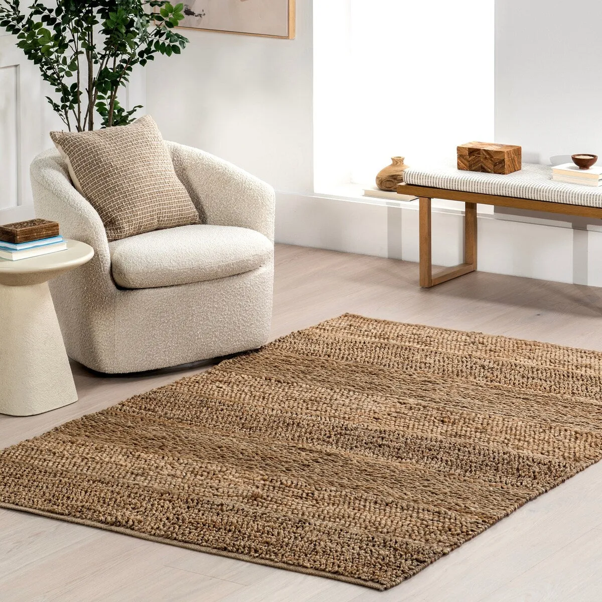 Nuloom Paislee Striped Flatweave Jute Area Rug