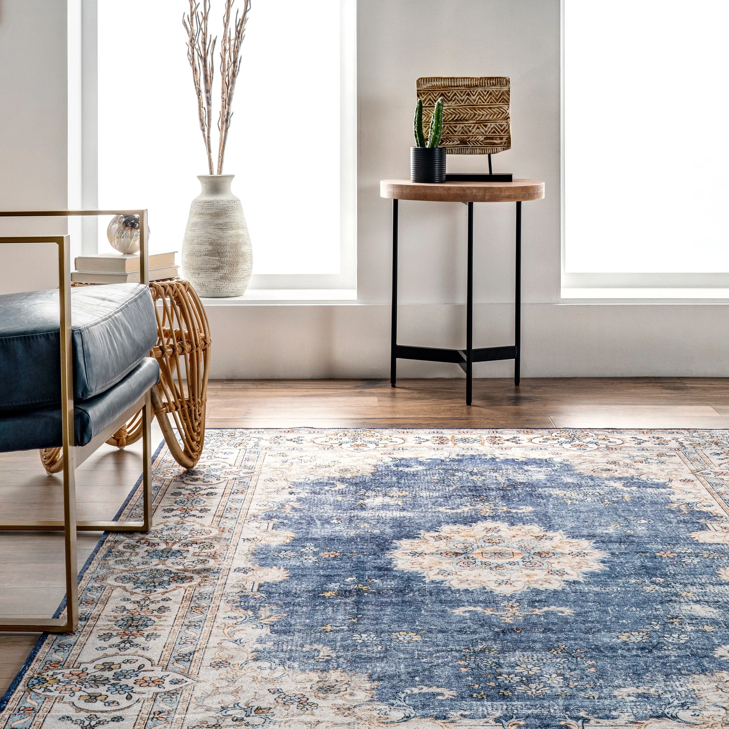 Nuloom Ren SpinClean Vintage Floral Machine Washable Area Rug