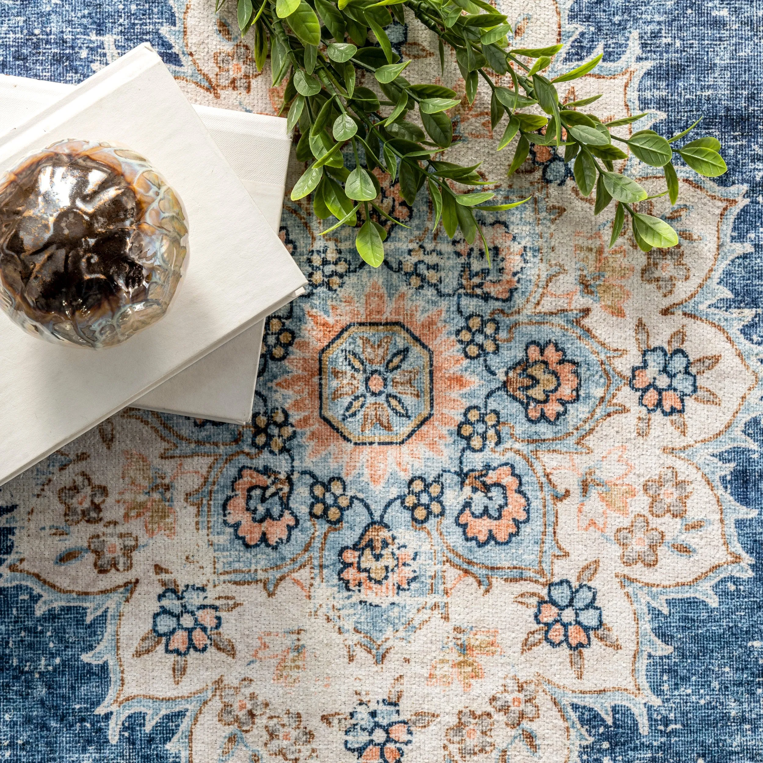 Nuloom Ren SpinClean Vintage Floral Machine Washable Area Rug
