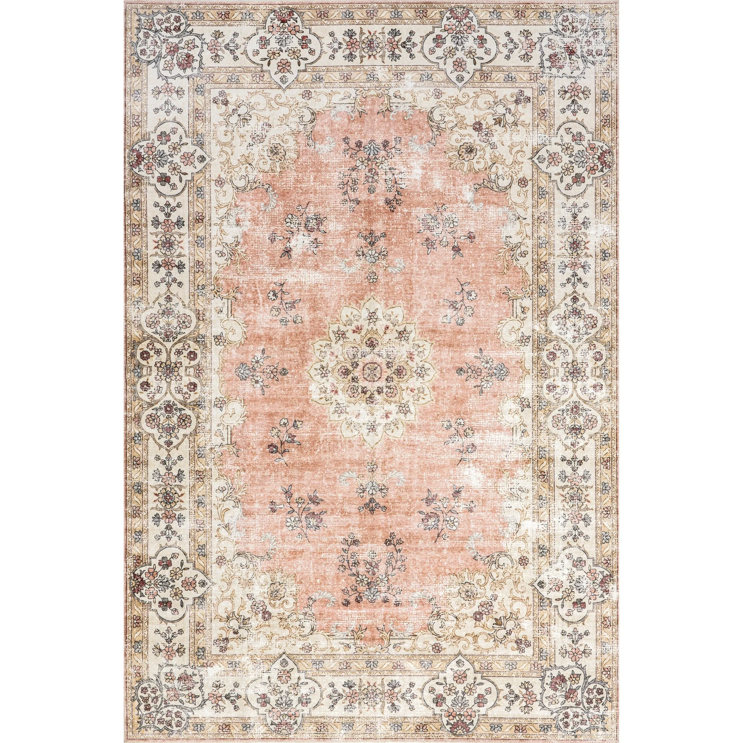Nuloom Ren SpinClean Vintage Floral Machine Washable Area Rug