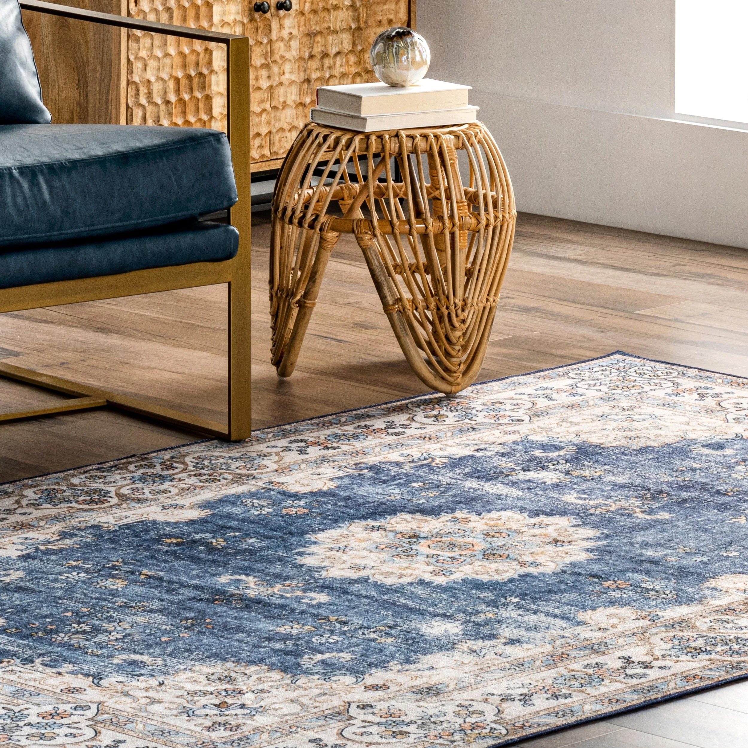 Nuloom Ren SpinClean Vintage Floral Machine Washable Area Rug