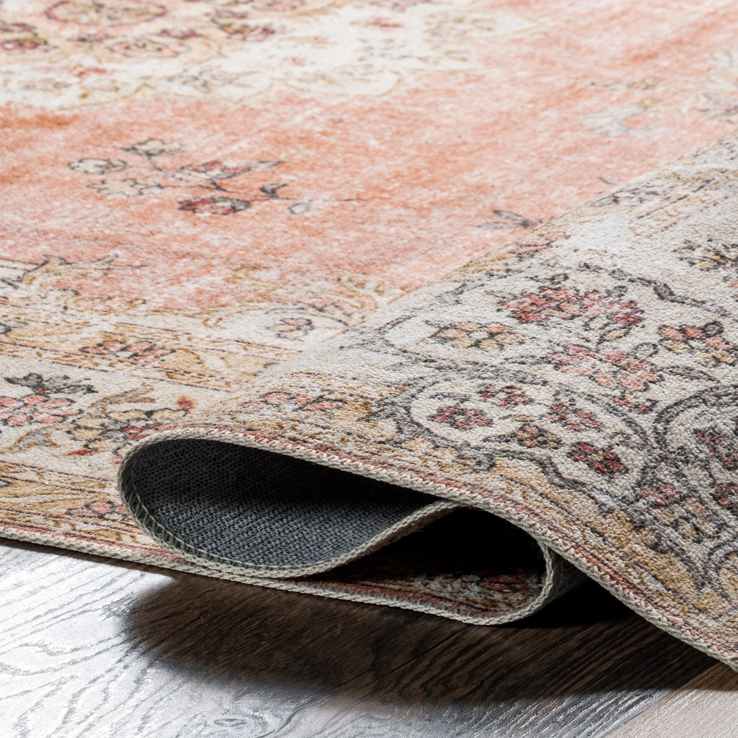 Nuloom Ren SpinClean Vintage Floral Machine Washable Area Rug
