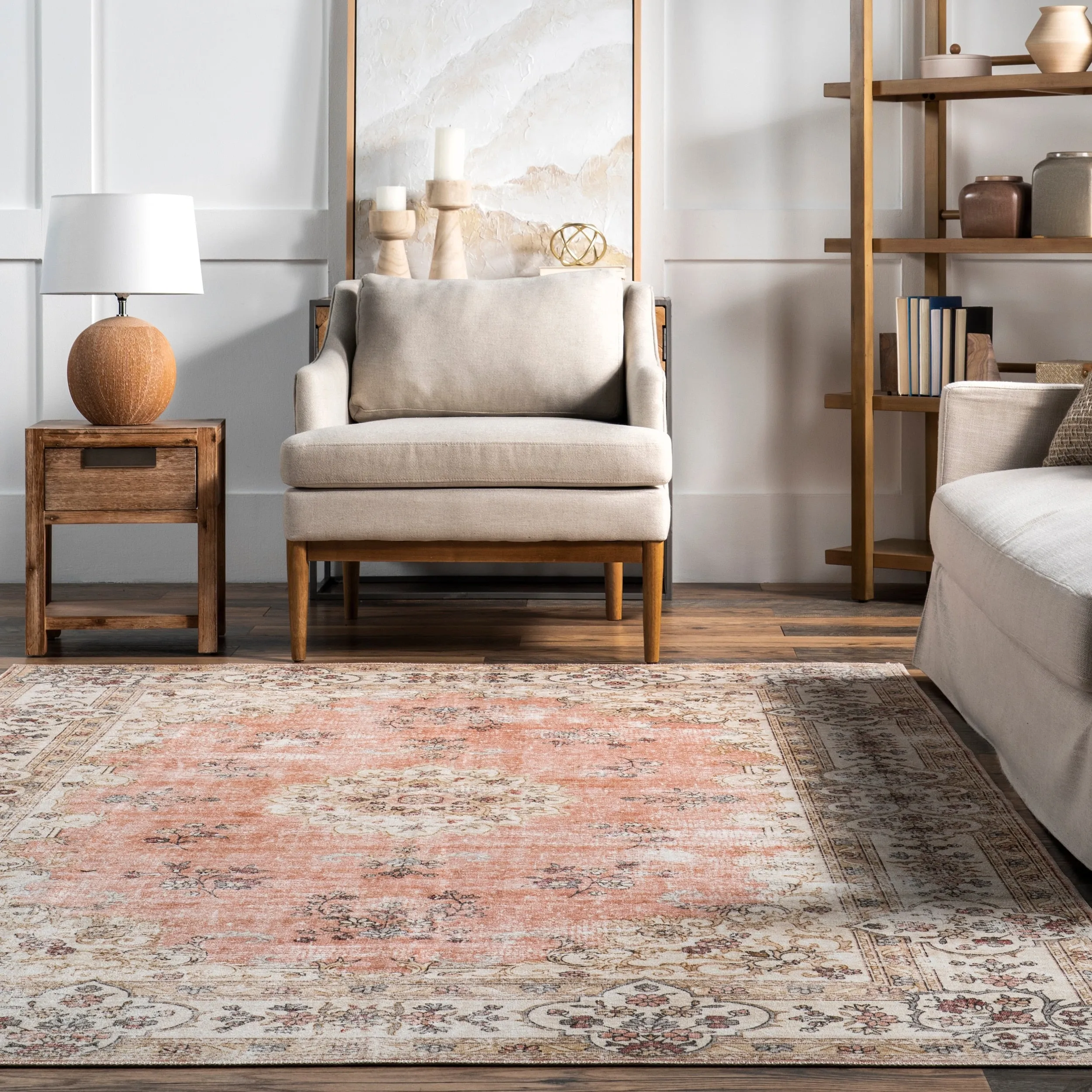 Nuloom Ren SpinClean Vintage Floral Machine Washable Area Rug