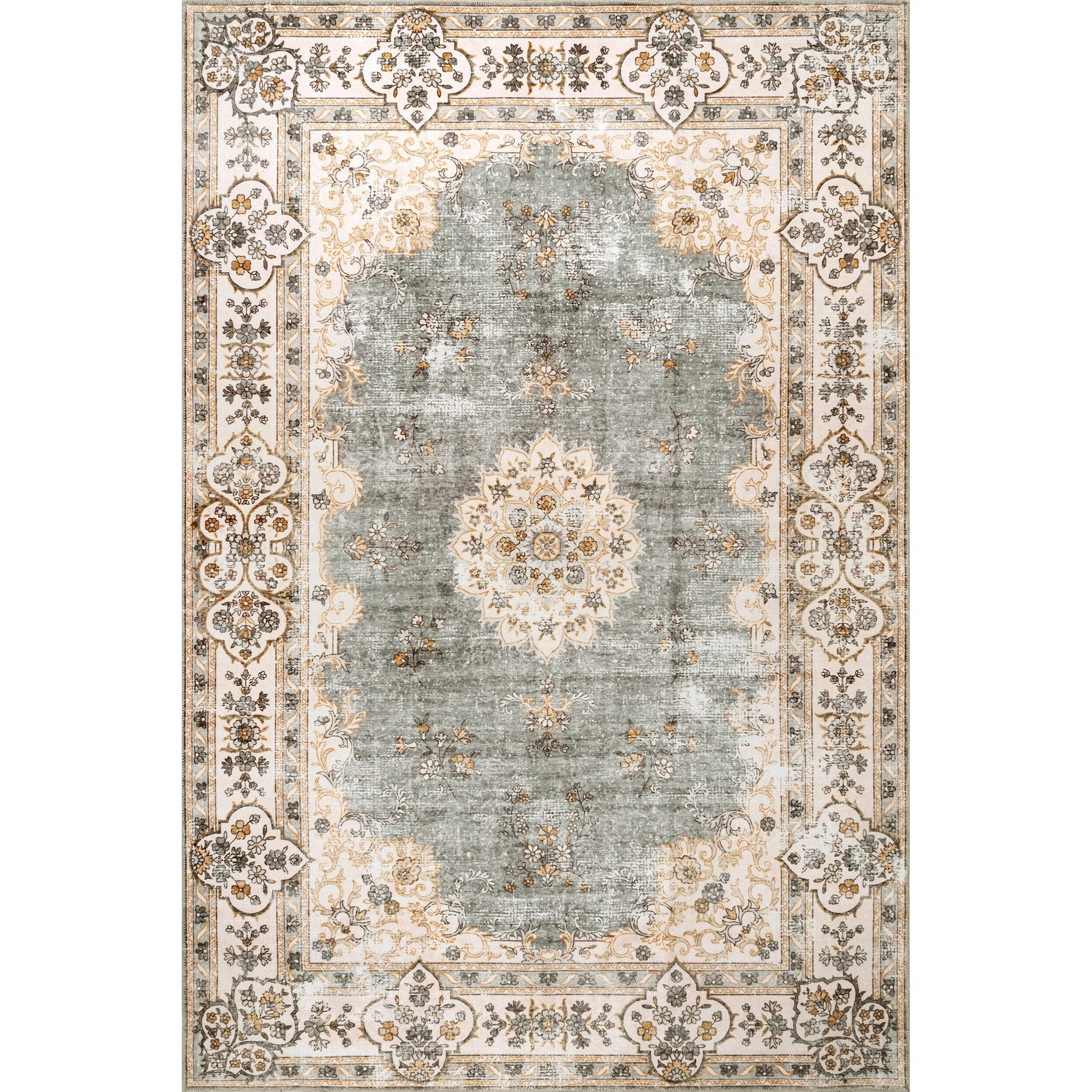 Nuloom Ren SpinClean Vintage Floral Machine Washable Area Rug