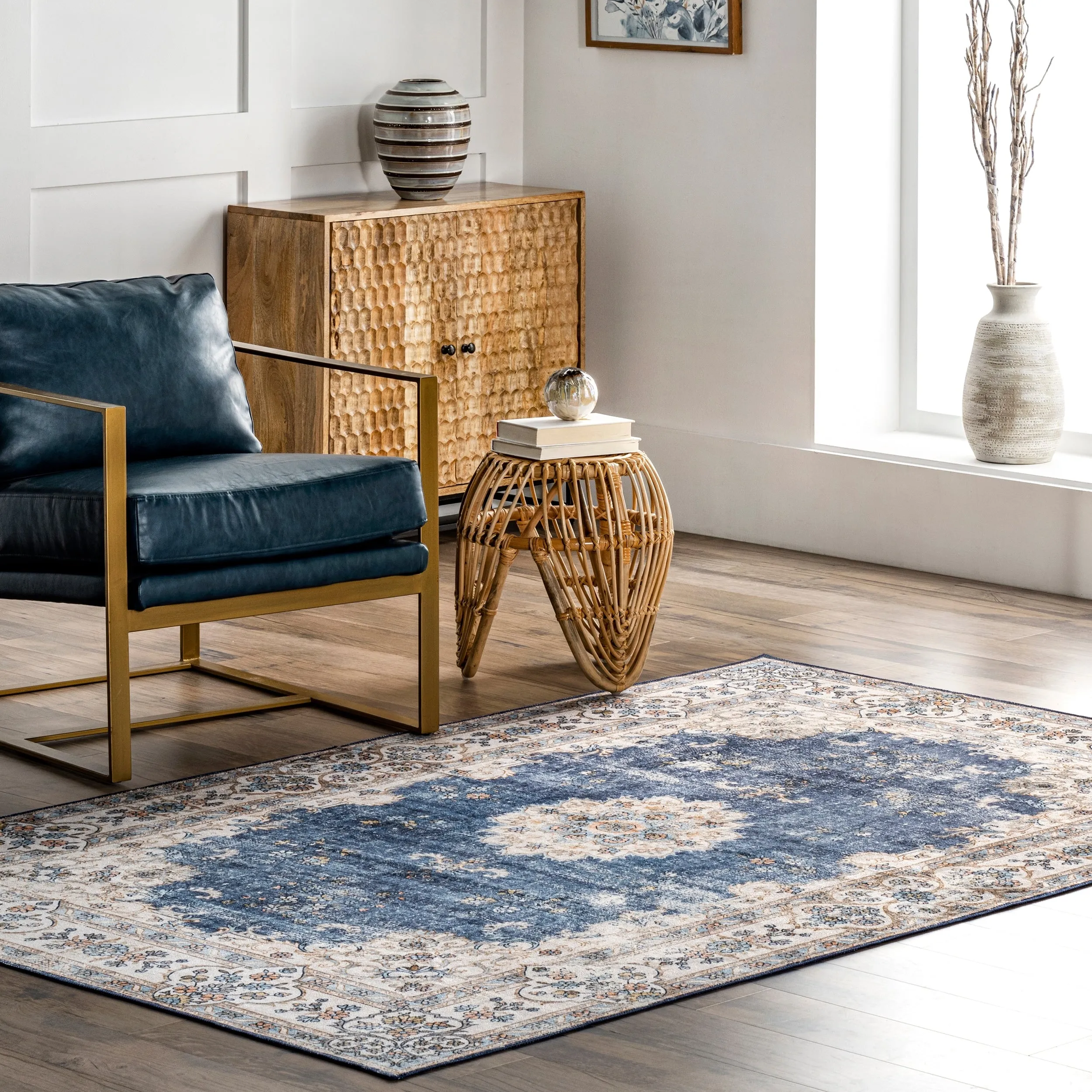 Nuloom Ren SpinClean Vintage Floral Machine Washable Area Rug