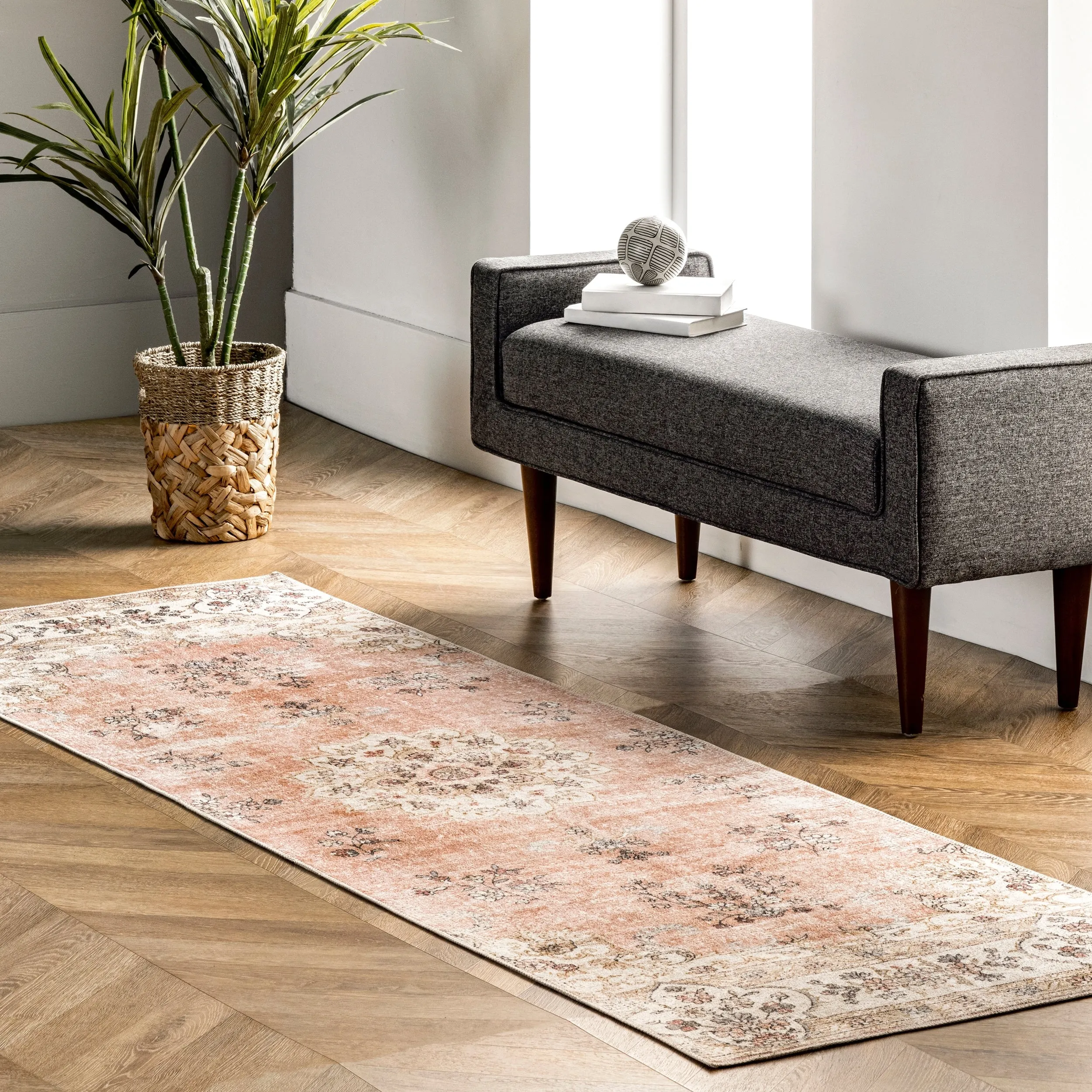 Nuloom Ren SpinClean Vintage Floral Machine Washable Area Rug