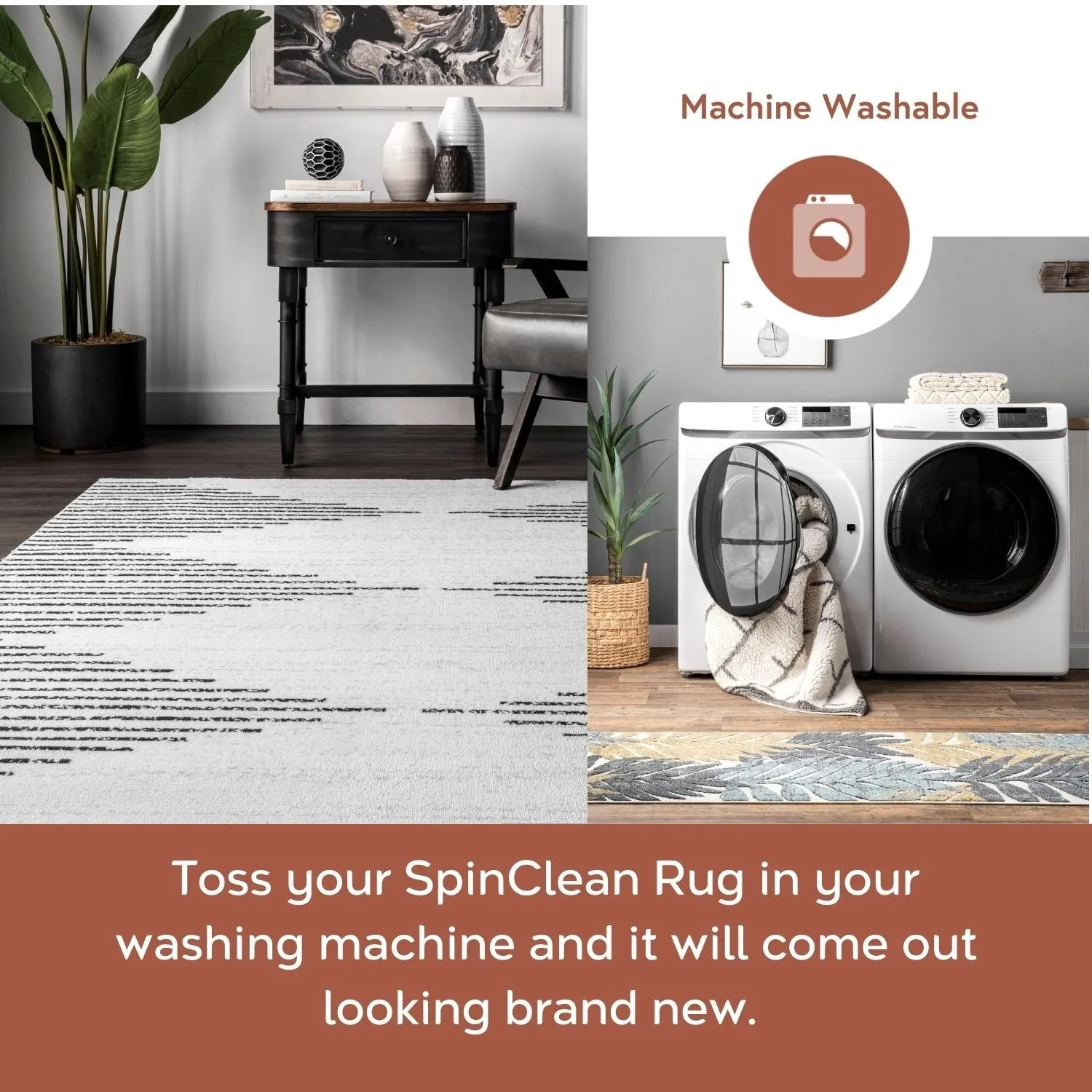 Nuloom Romina SpinClean Machine Washable Diamond Stripes Area Rug