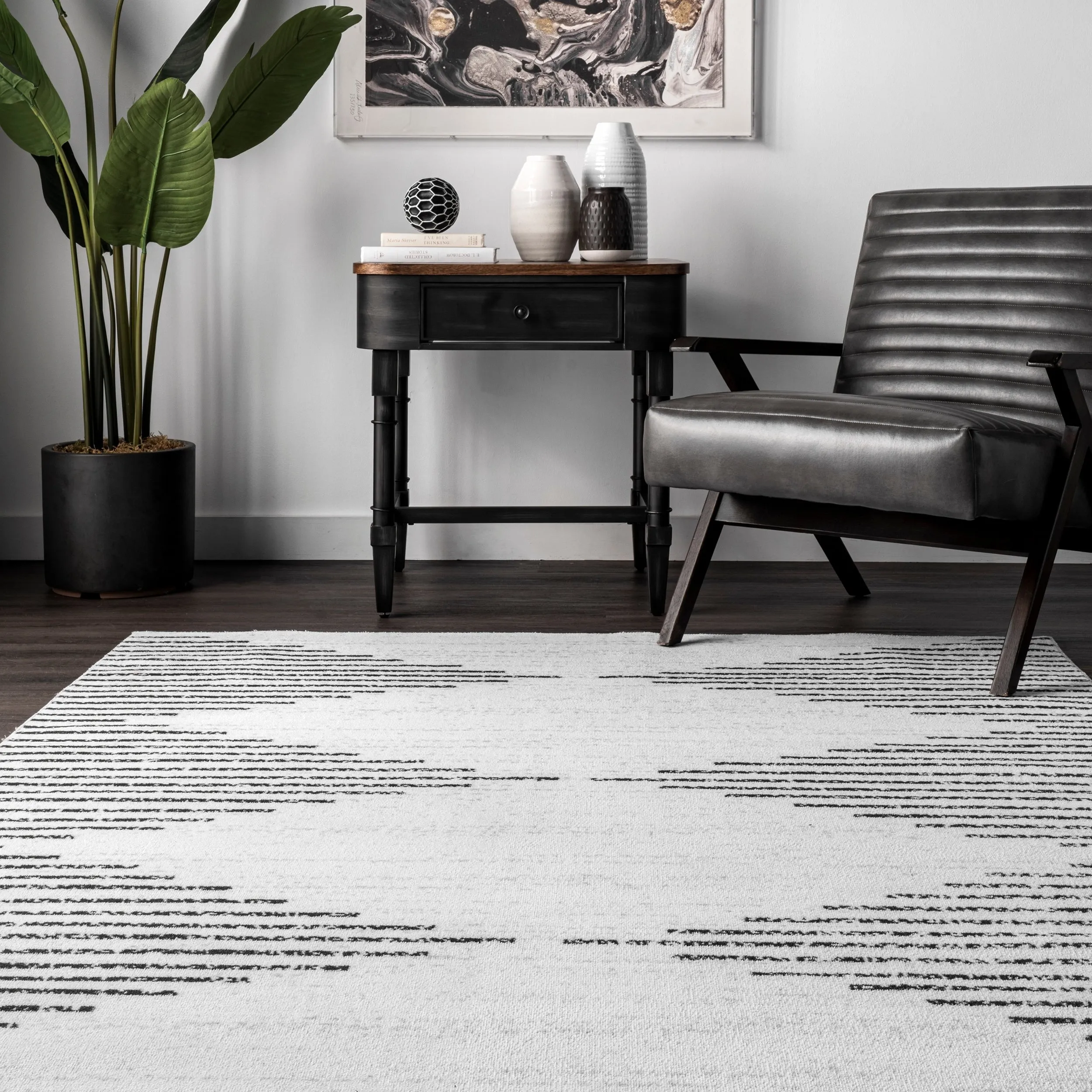Nuloom Romina SpinClean Machine Washable Diamond Stripes Area Rug