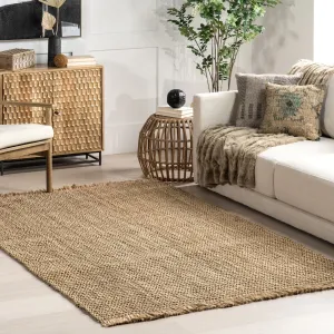 Nuloom Solveig Farmhouse Jute and Seagrass Tasseled Area Rug