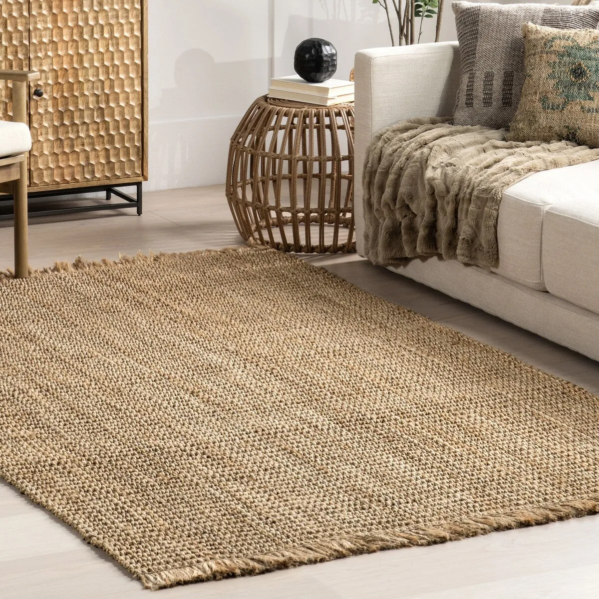 Nuloom Solveig Farmhouse Jute and Seagrass Tasseled Area Rug