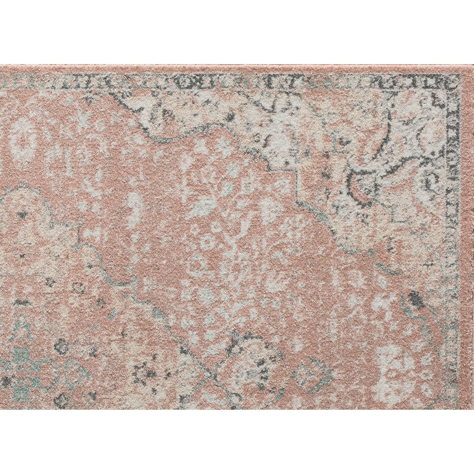 Oleander Vintage Transitional Pink Amaranth Medallion Rug