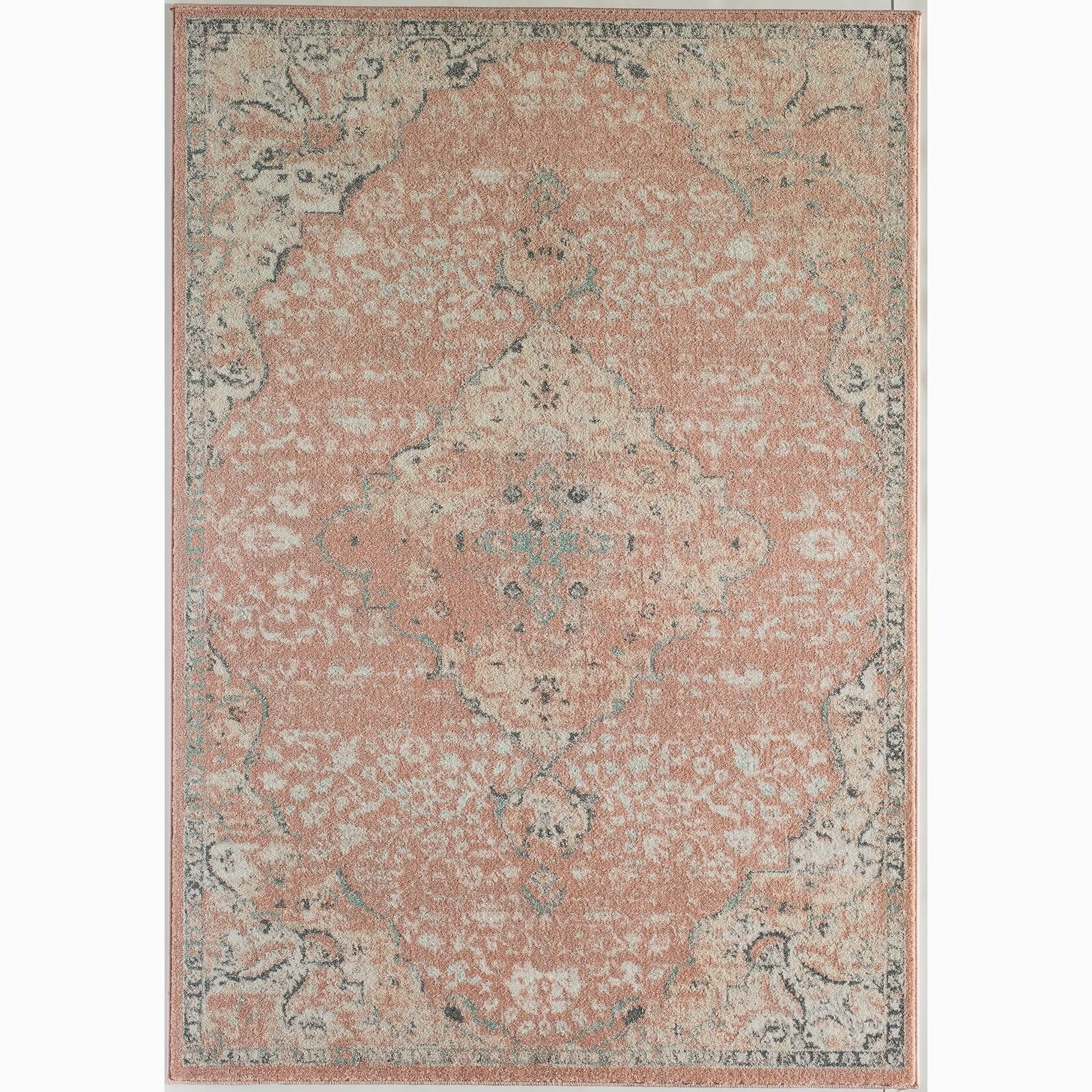 Oleander Vintage Transitional Pink Amaranth Medallion Rug