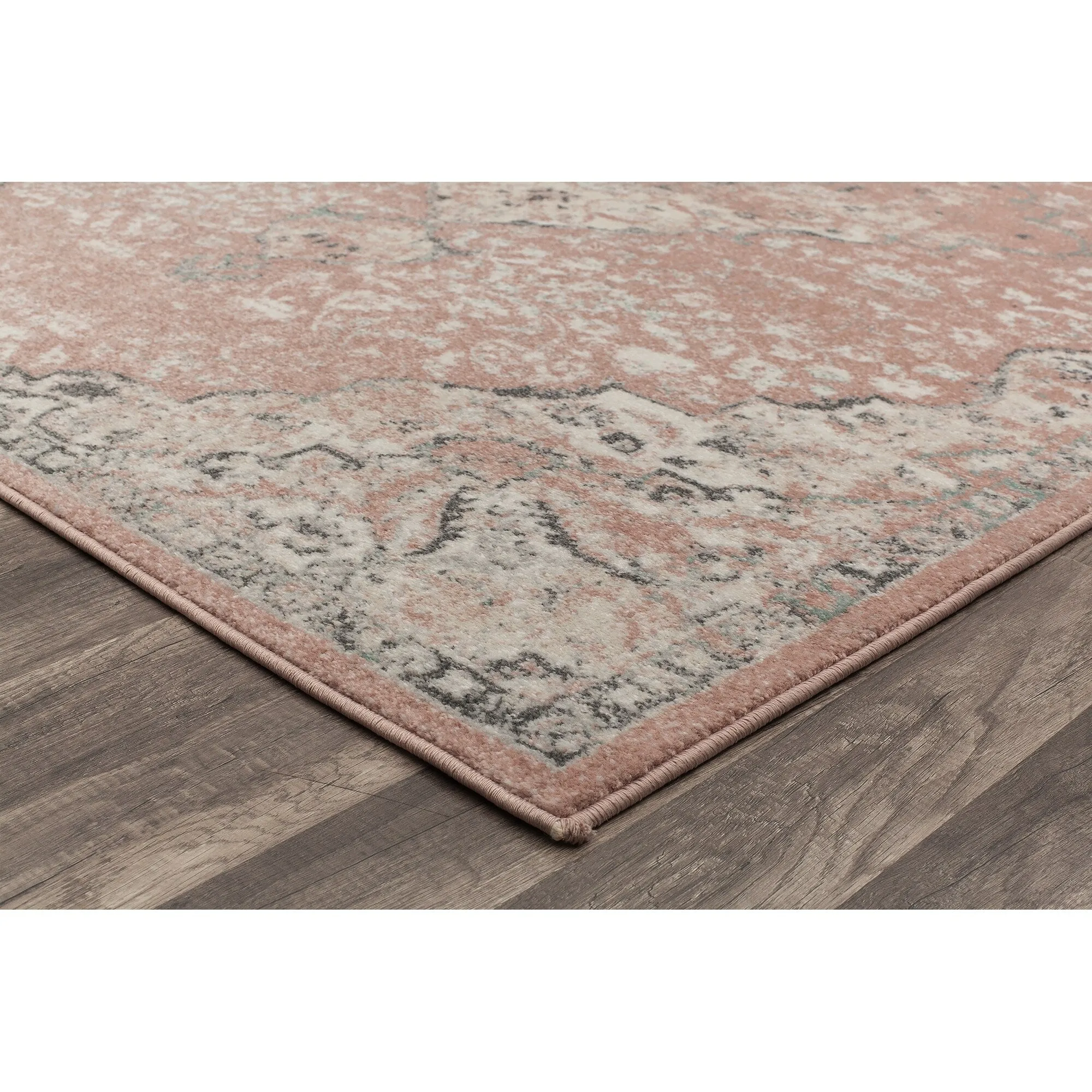 Oleander Vintage Transitional Pink Amaranth Medallion Rug