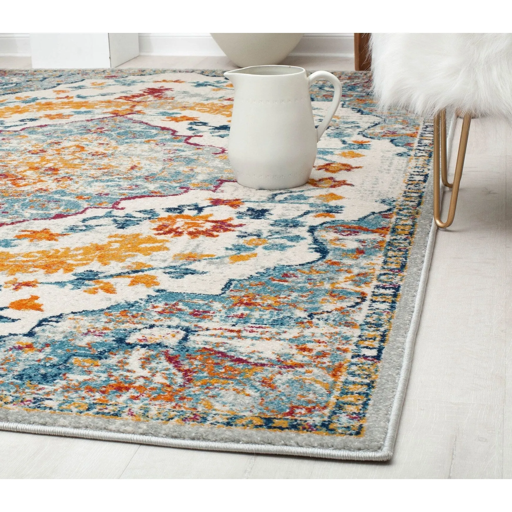 Oleander Vintage Transitional Pink Amaranth Medallion Rug