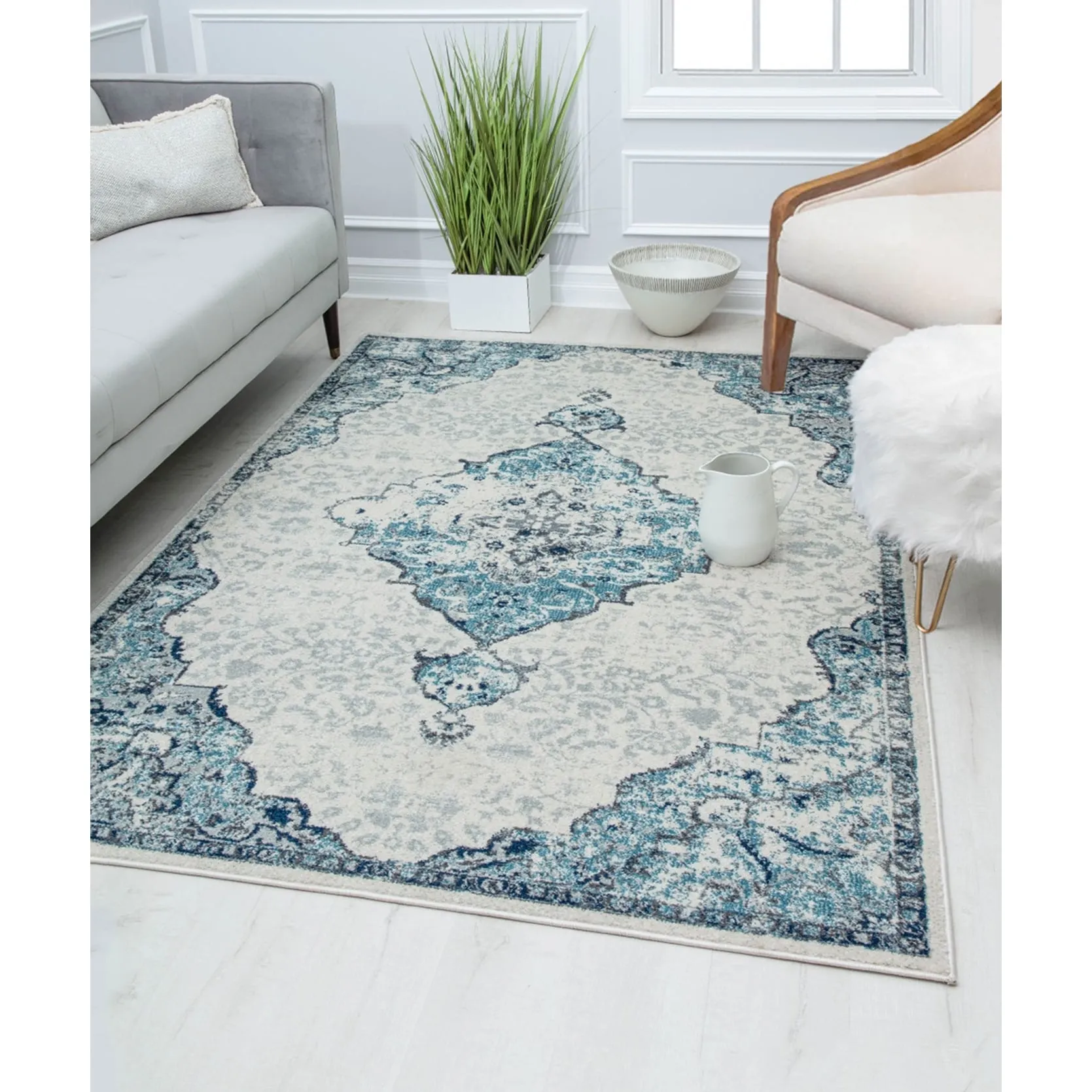 Oleander Vintage Transitional Pink Amaranth Medallion Rug