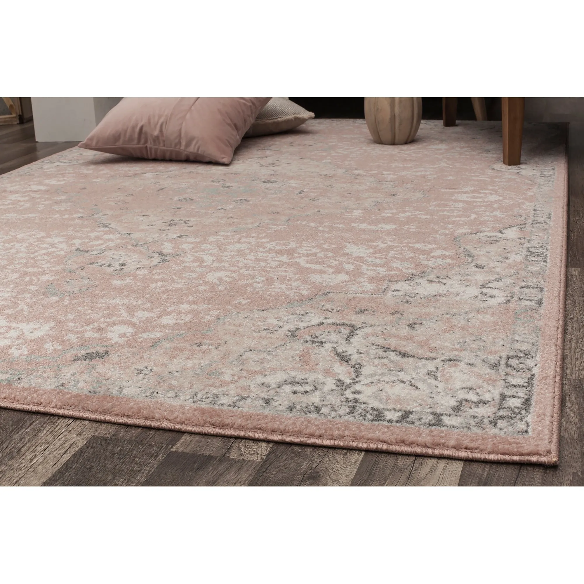 Oleander Vintage Transitional Pink Amaranth Medallion Rug