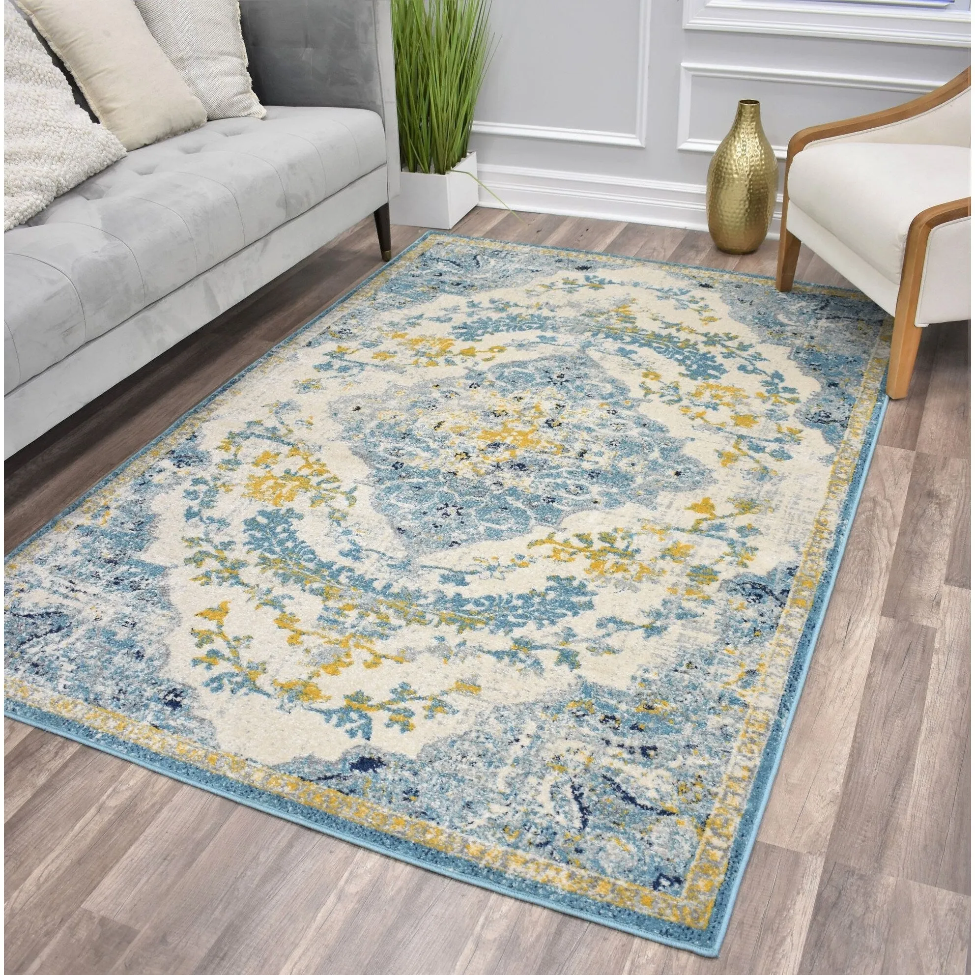 Oleander Vintage Transitional Pink Amaranth Medallion Rug