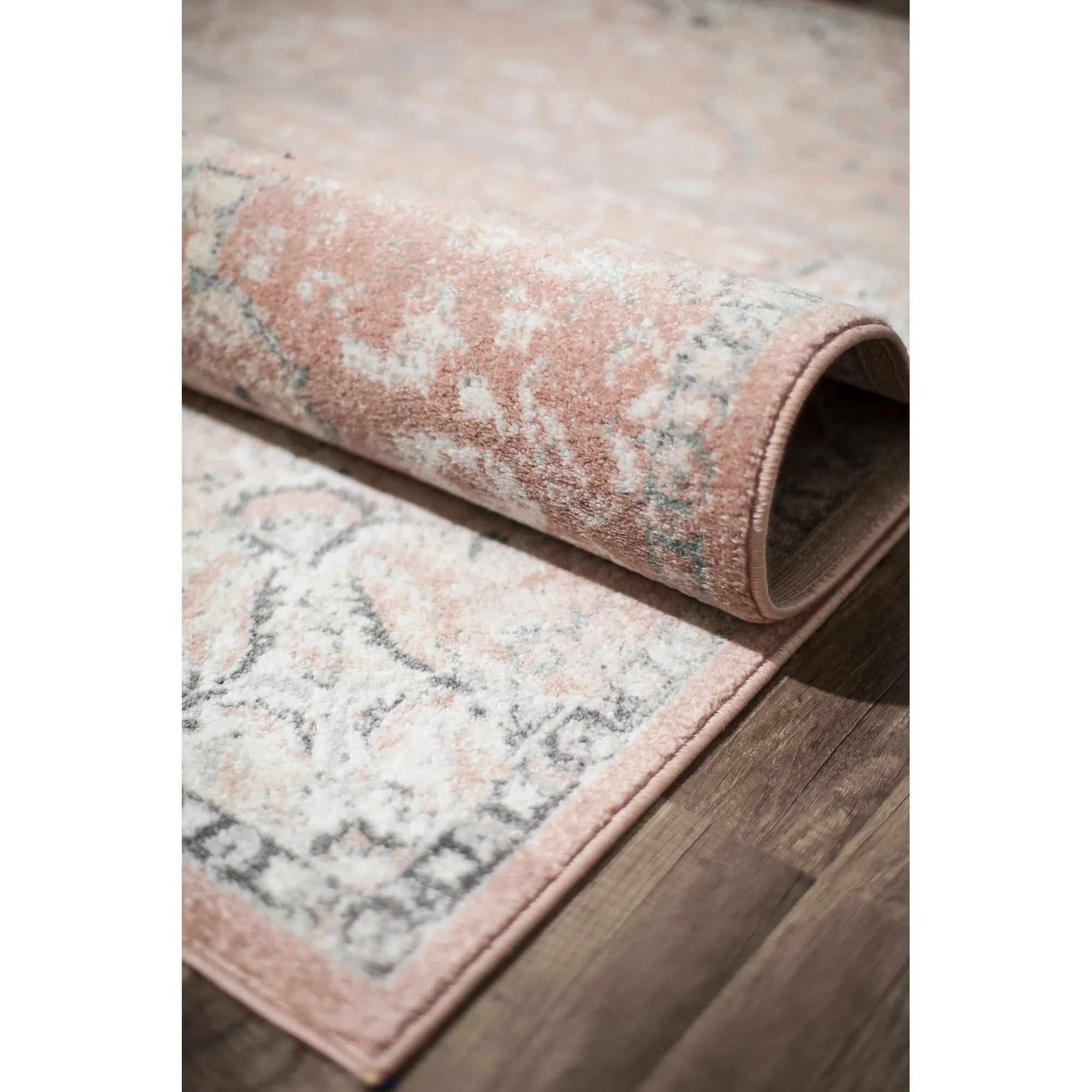 Oleander Vintage Transitional Pink Amaranth Medallion Rug
