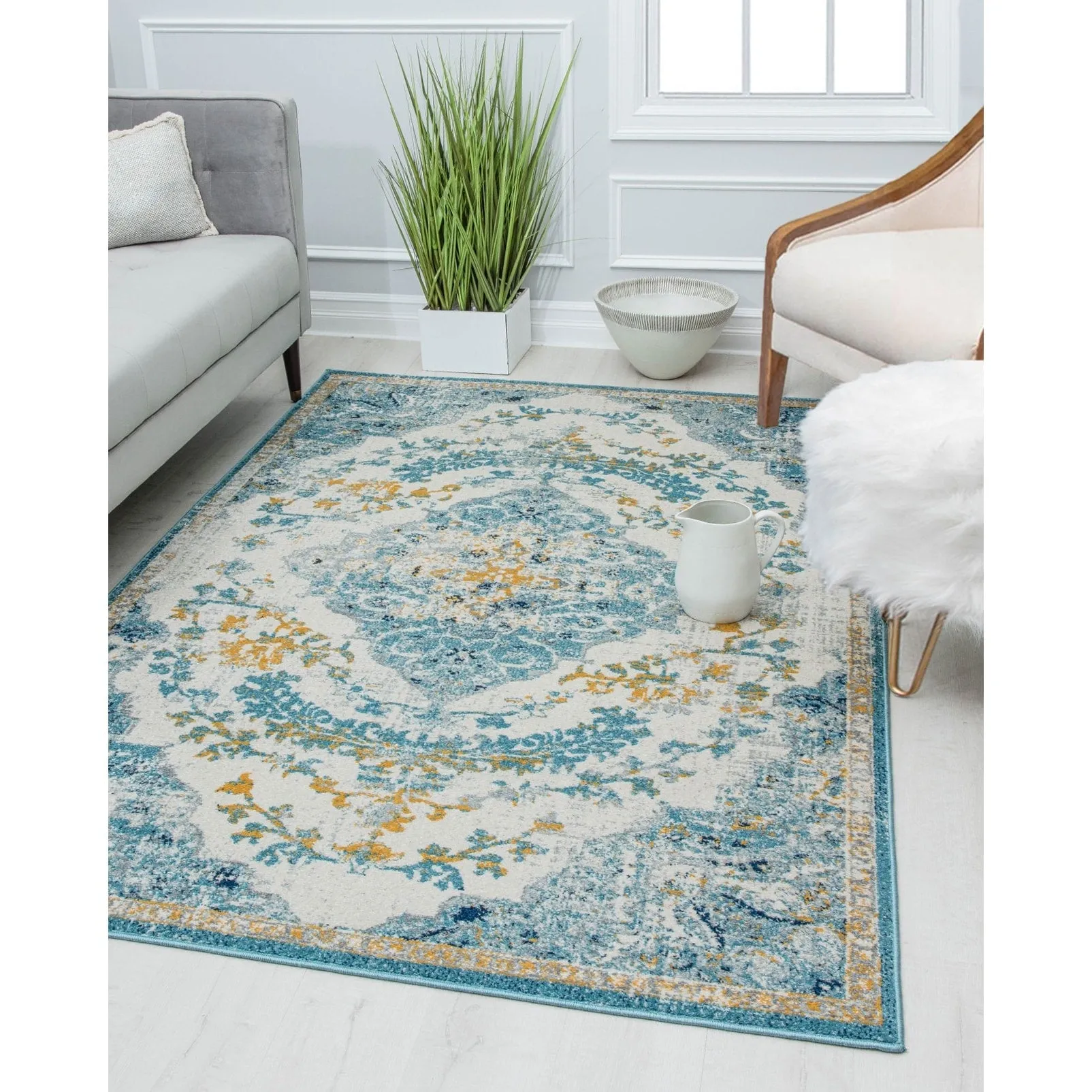 Oleander Vintage Transitional Pink Amaranth Medallion Rug