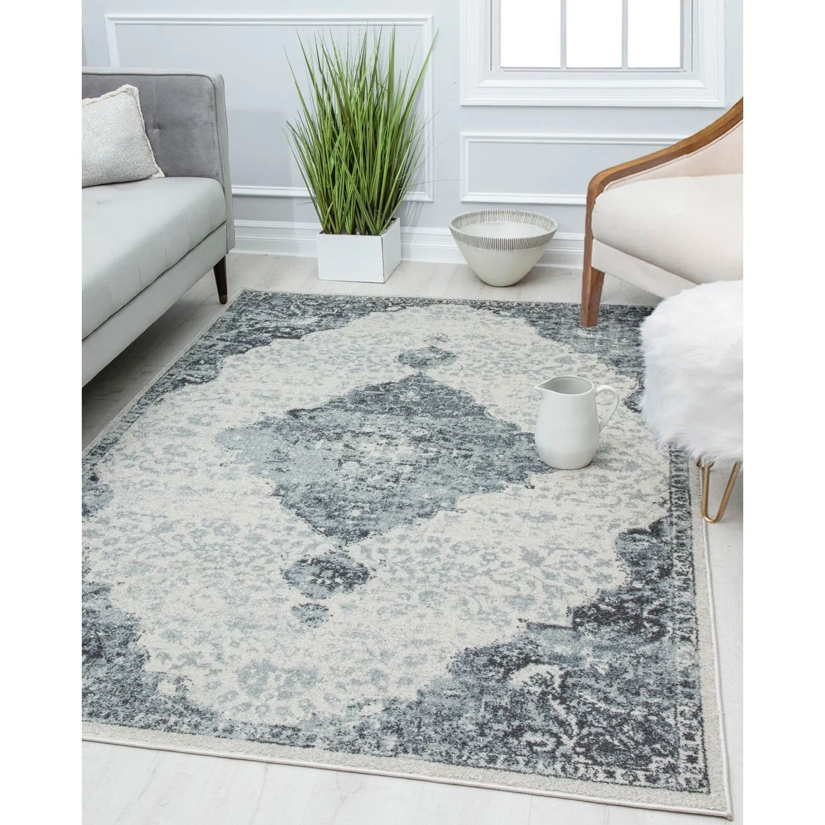 Oleander Vintage Transitional Pink Amaranth Medallion Rug
