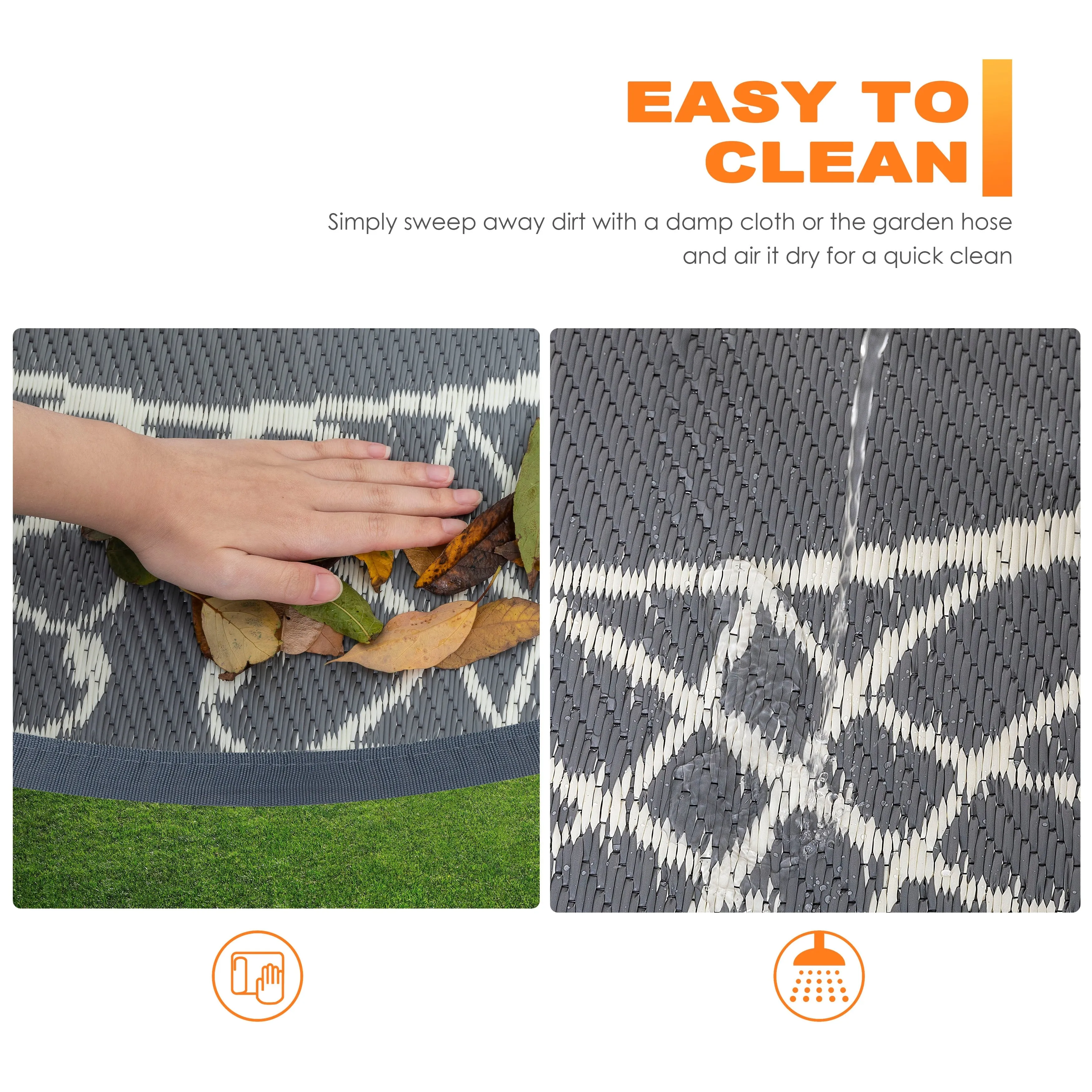 Outdoor5' x 5' Plastic Straw Reversible Rug for Decoration Garden. Backyard. Balcony