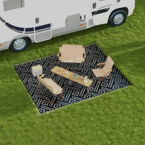 Outsunny Reversible Outdoor Rug. 9' x 12' Waterproof Plastic Straw Floor Mat. Portable RV Camping Carpet - 9' x 12'