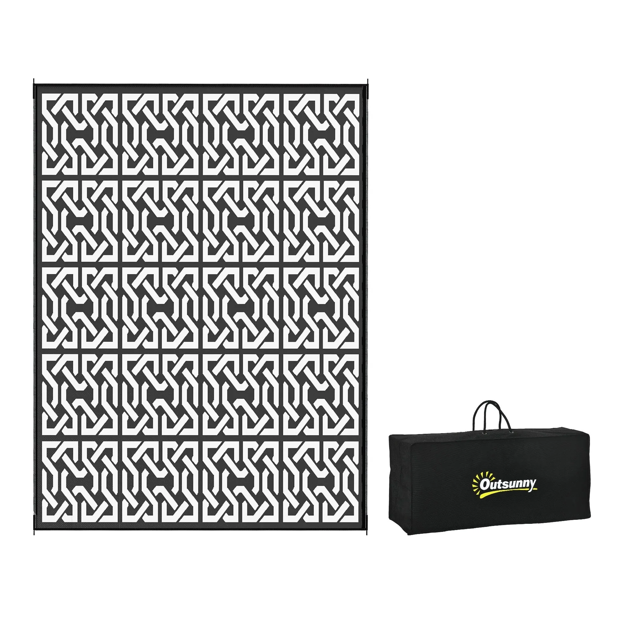 Outsunny Reversible Outdoor Rug. 9' x 12' Waterproof Plastic Straw Floor Mat. Portable RV Camping Carpet - 9' x 12'