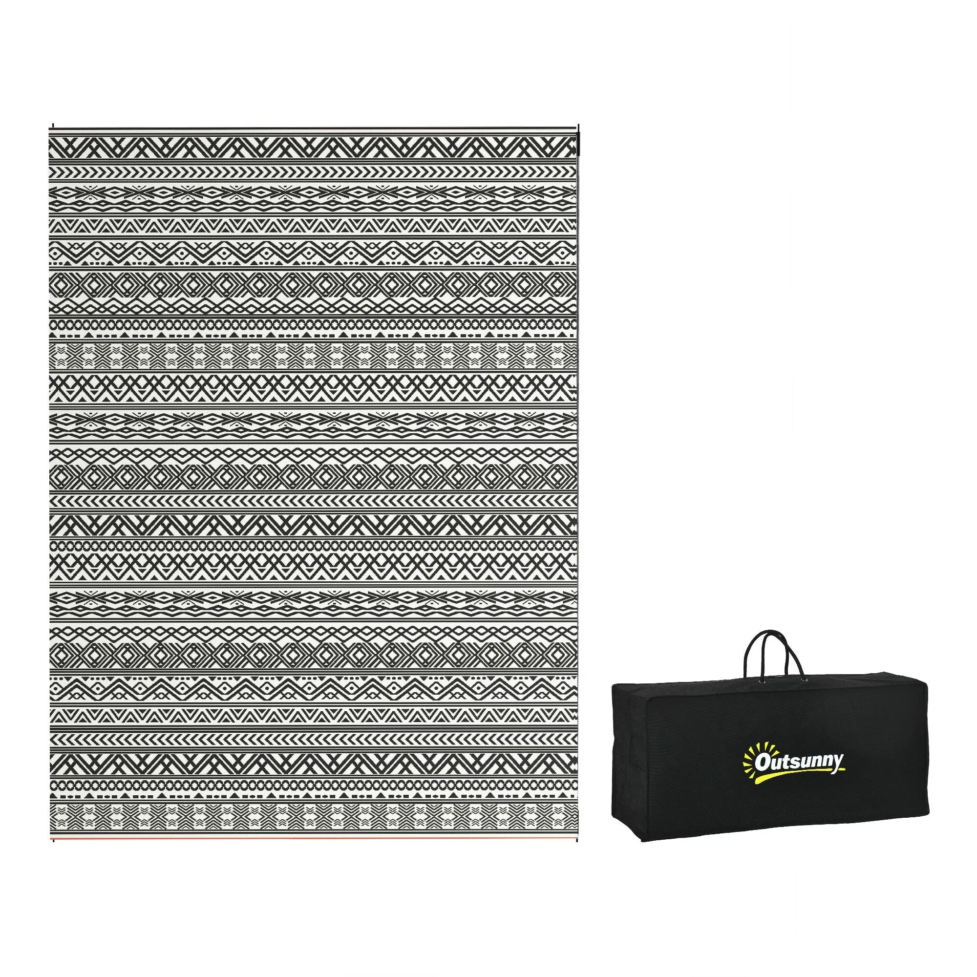Outsunny Reversible Outdoor Rug. 9' x 12' Waterproof Plastic Straw Floor Mat. Portable RV Camping Carpet - 9' x 12'